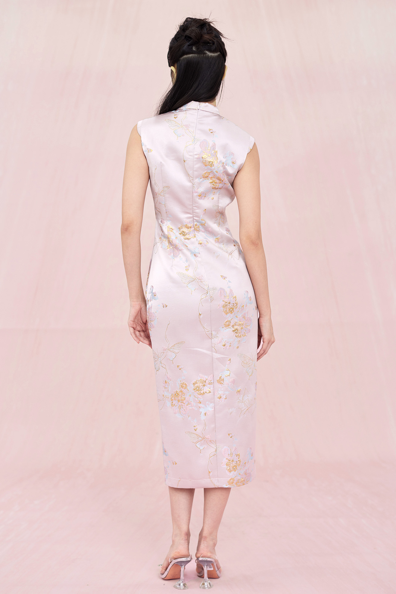 Cendrine Pink Jacquard Cheongsam