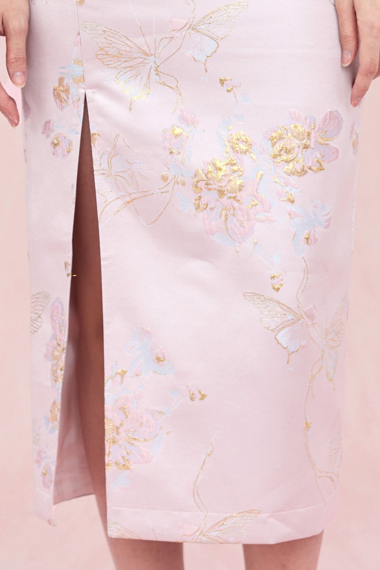 Cendrine Pink Jacquard Cheongsam