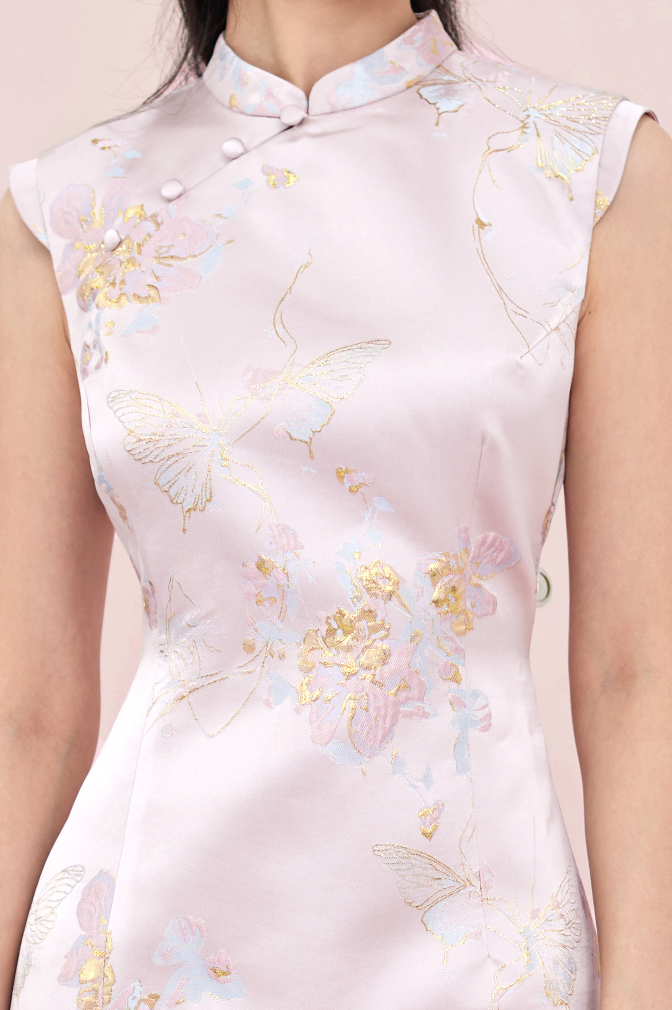 Cendrine Pink Jacquard Cheongsam