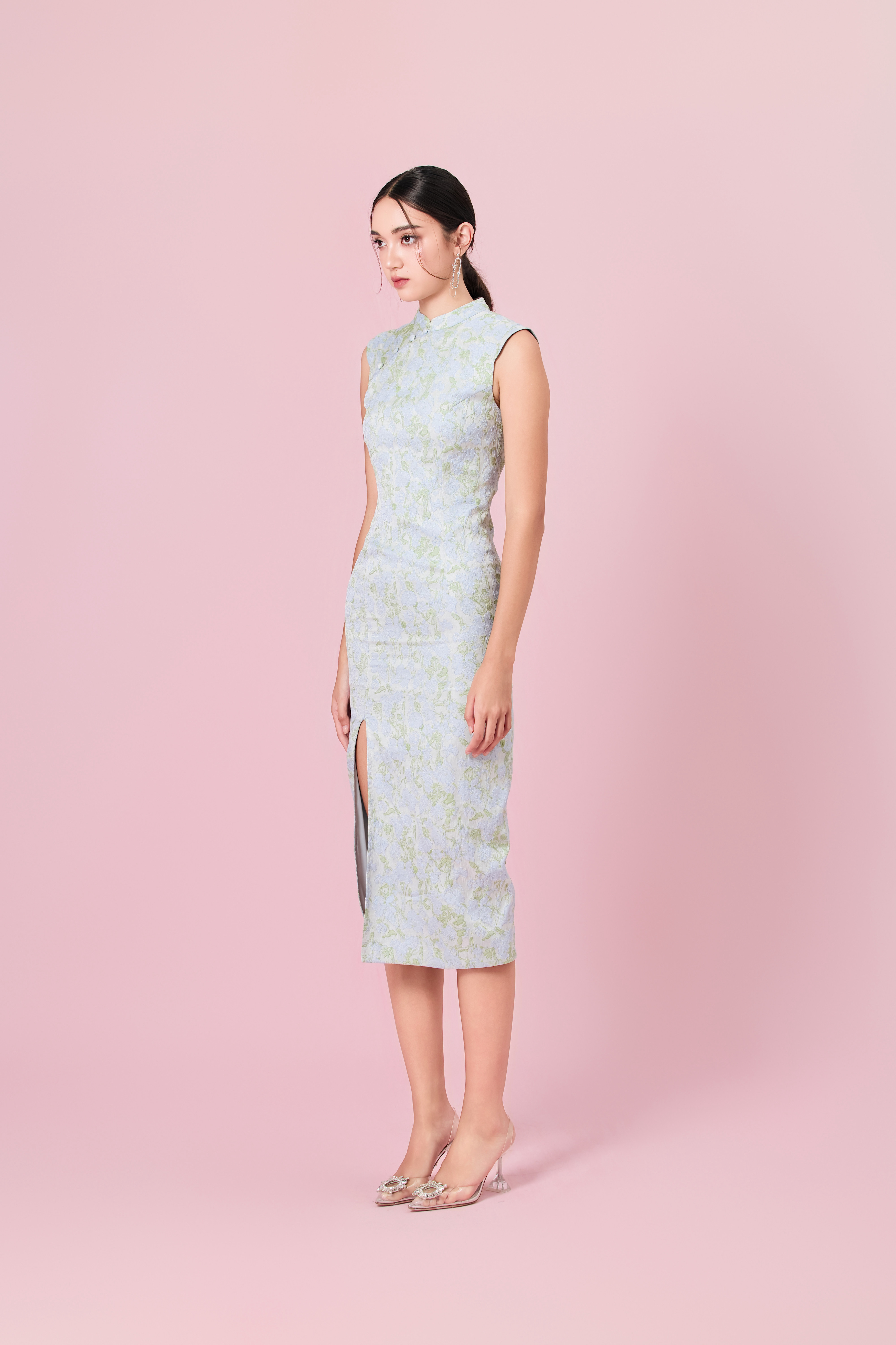 Cendrine Green Jacquard Cheongsam