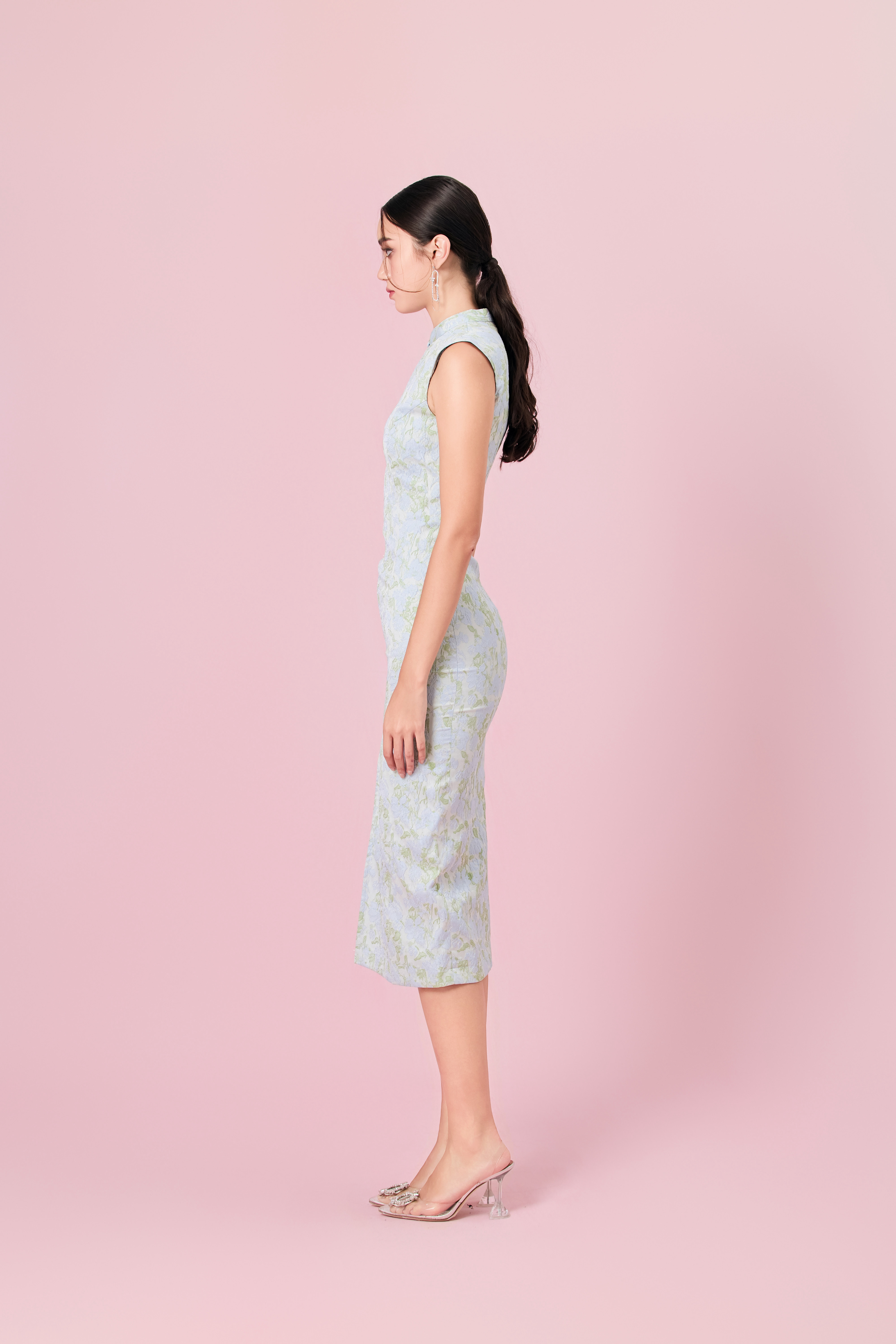 Cendrine Green Jacquard Cheongsam