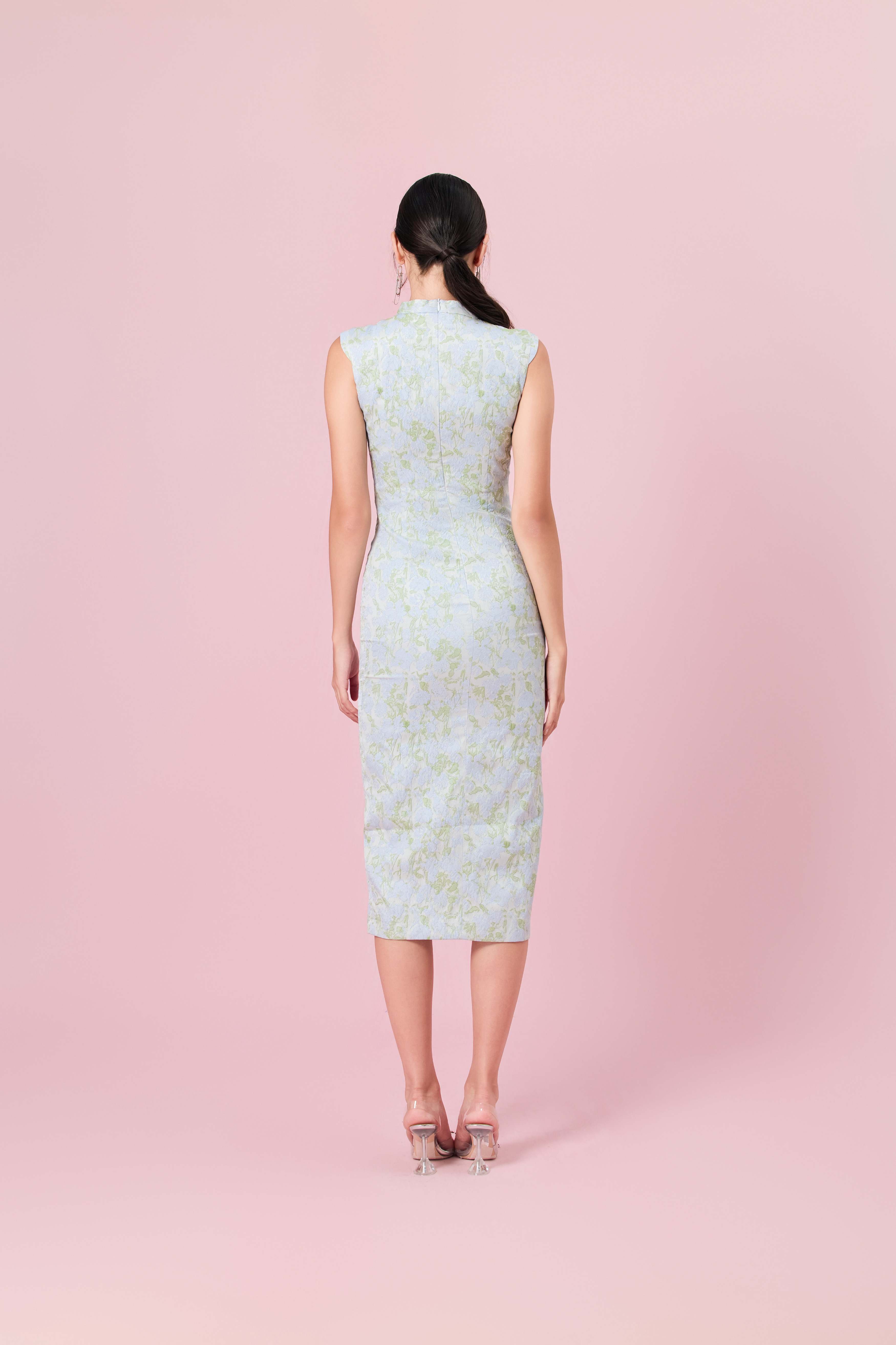 Cendrine Green Jacquard Cheongsam