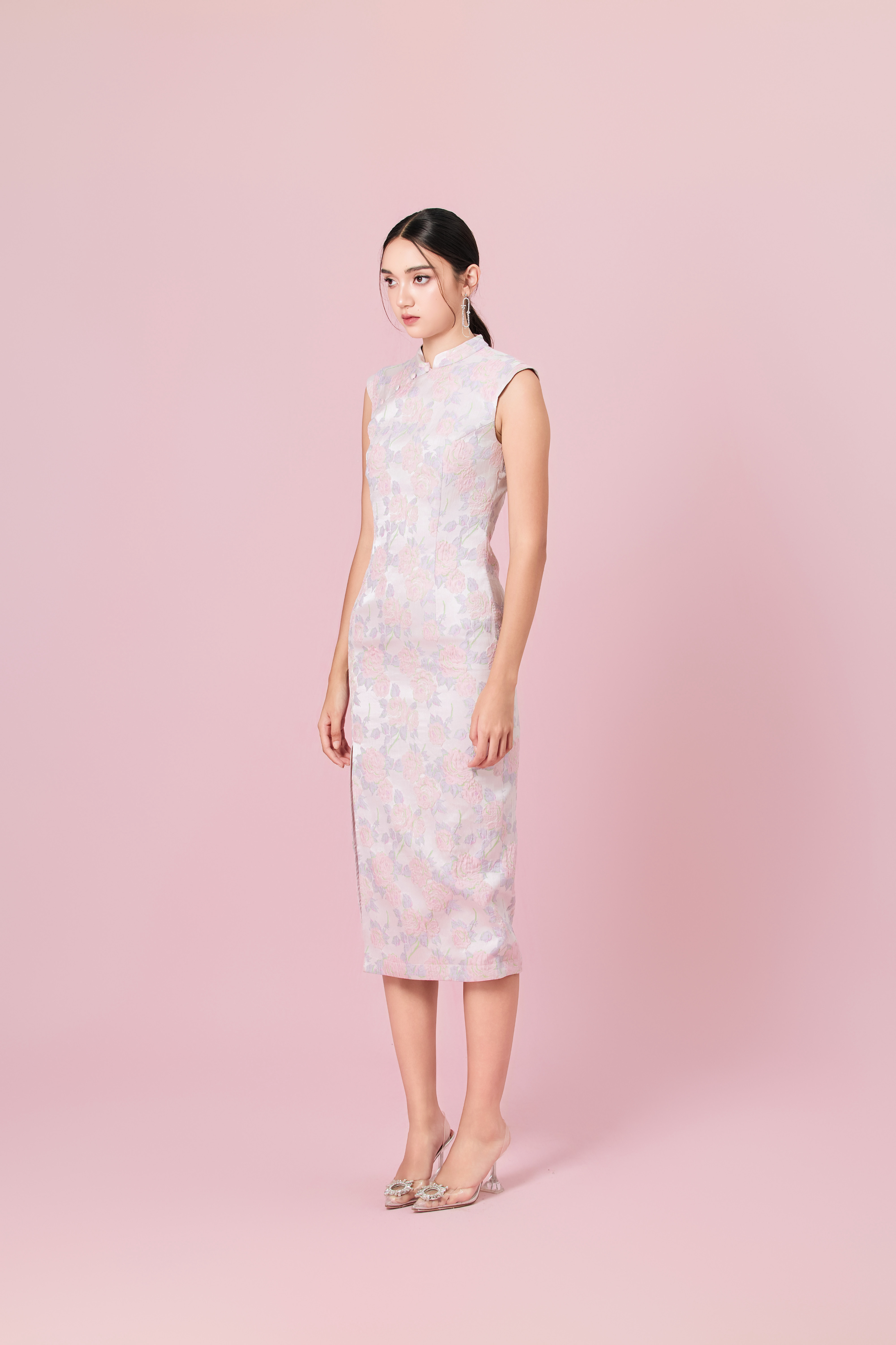 Cendrine Purple Jacquard Cheongsam