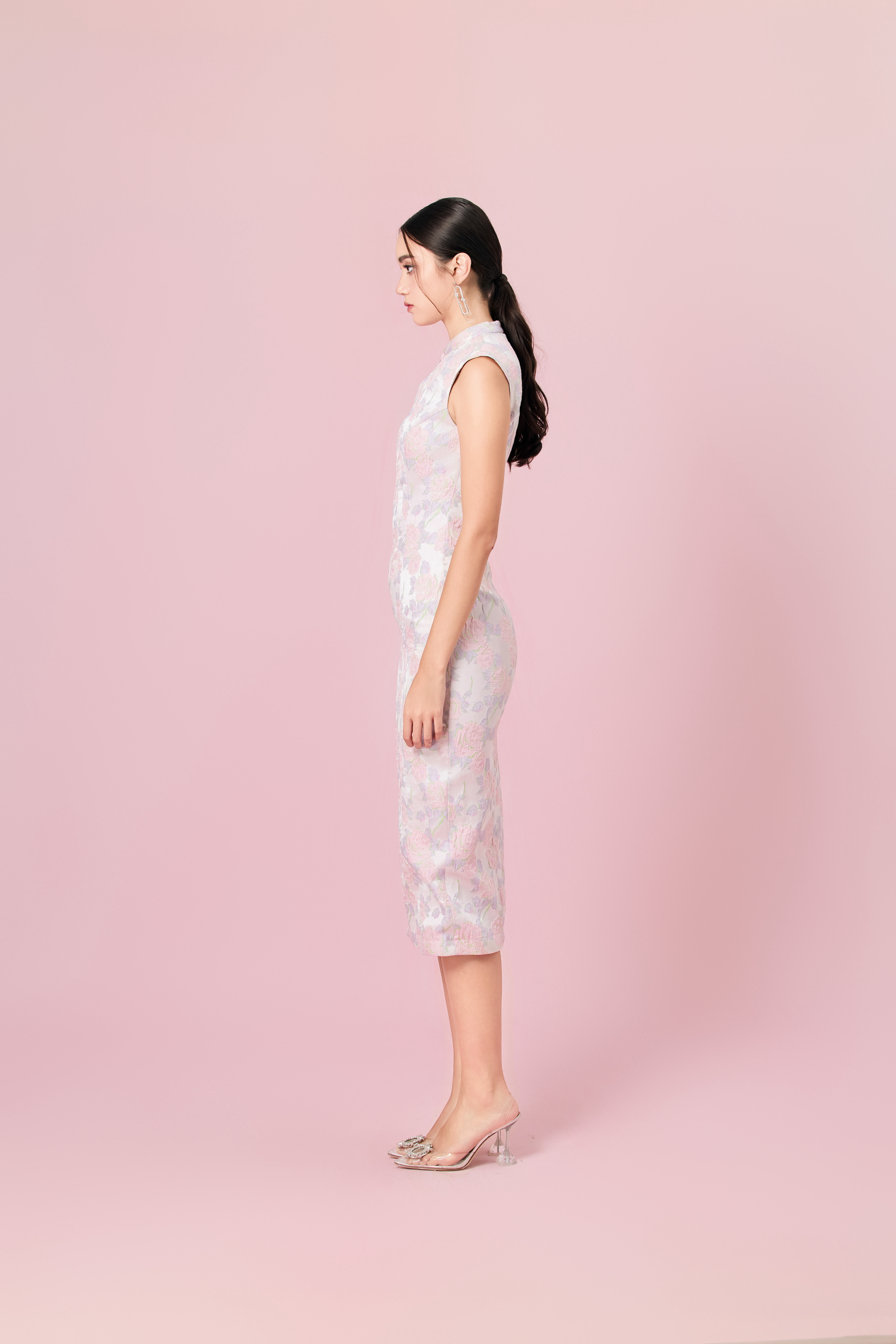 Cendrine Purple Jacquard Cheongsam