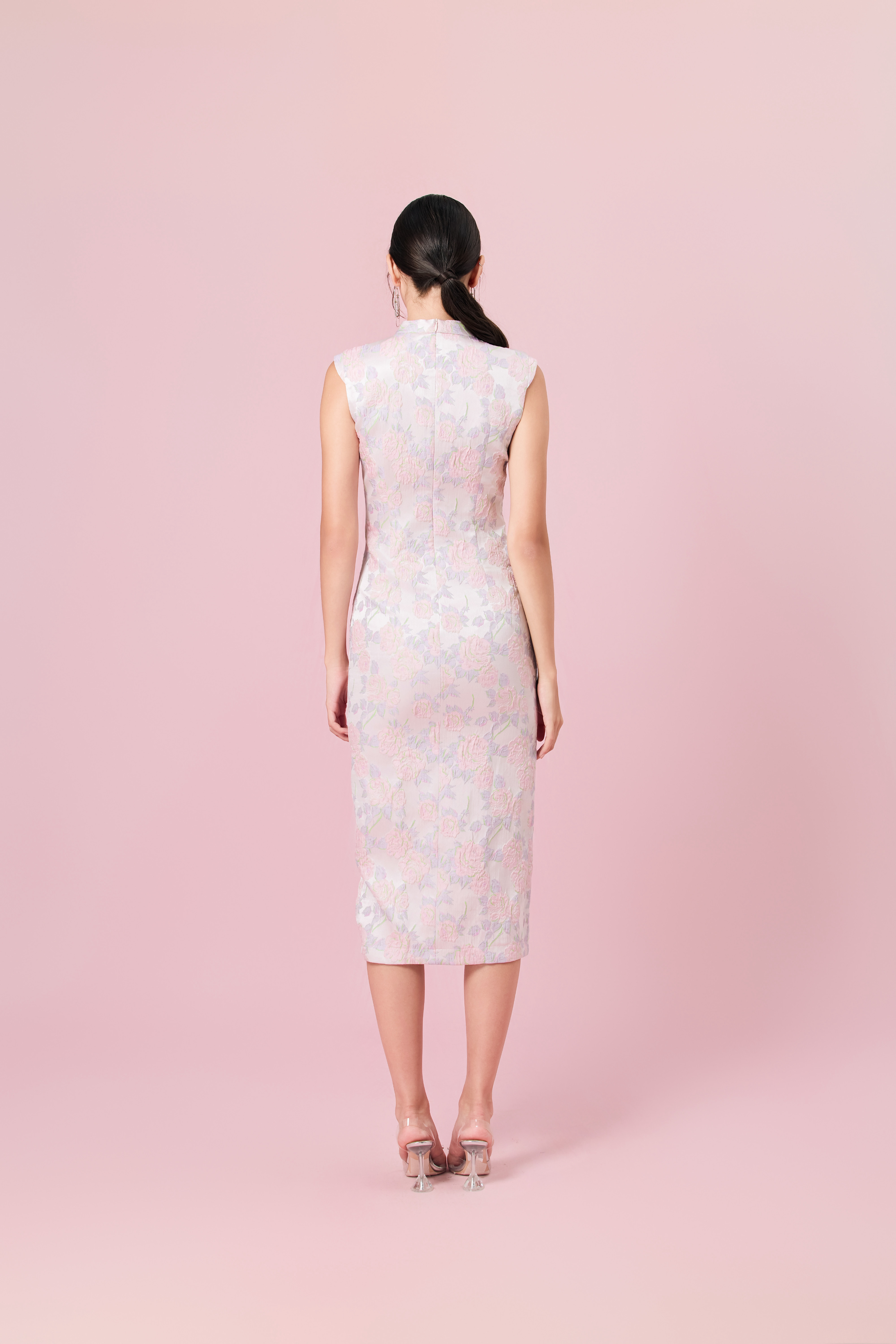 Cendrine Purple Jacquard Cheongsam