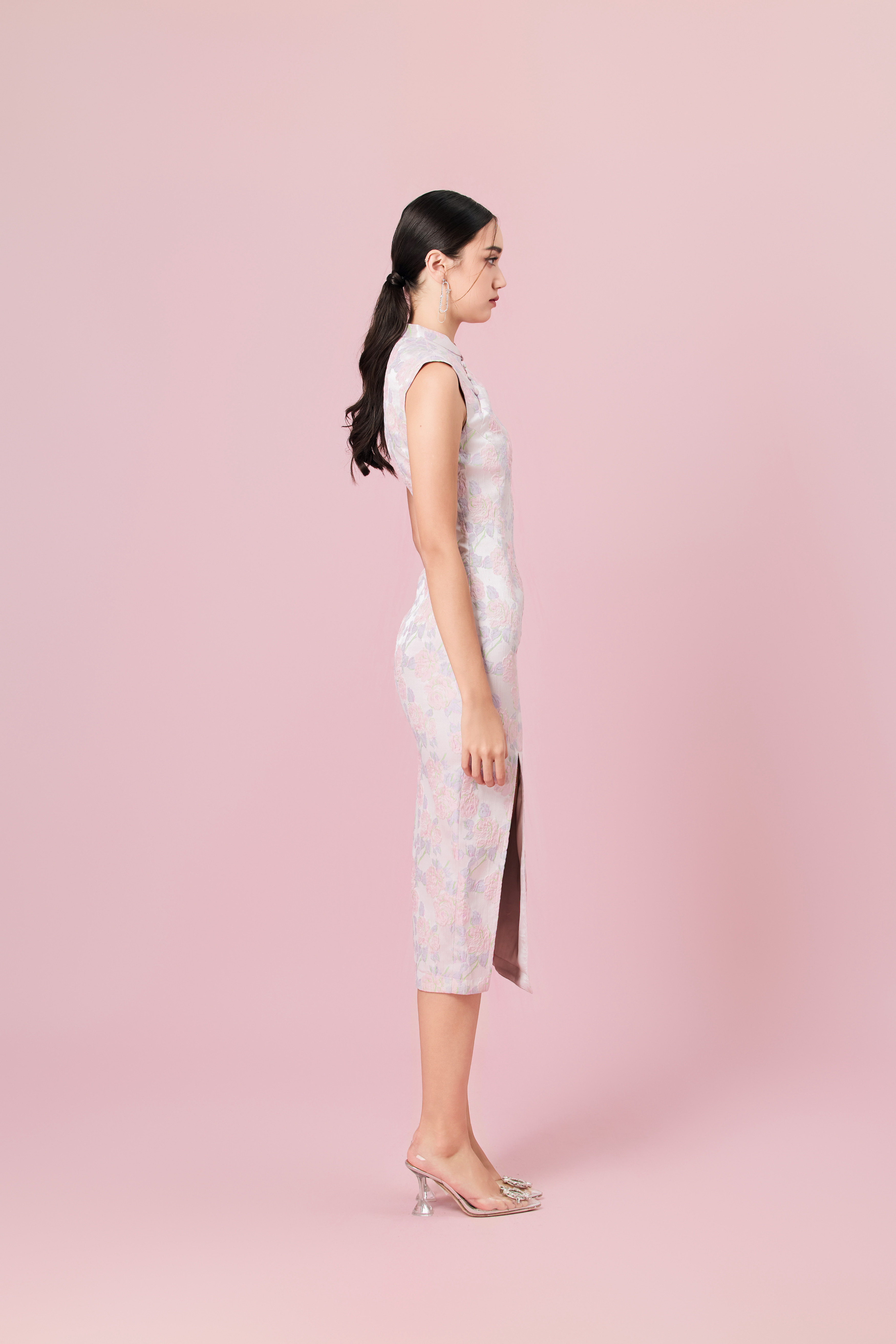 Cendrine Purple Jacquard Cheongsam