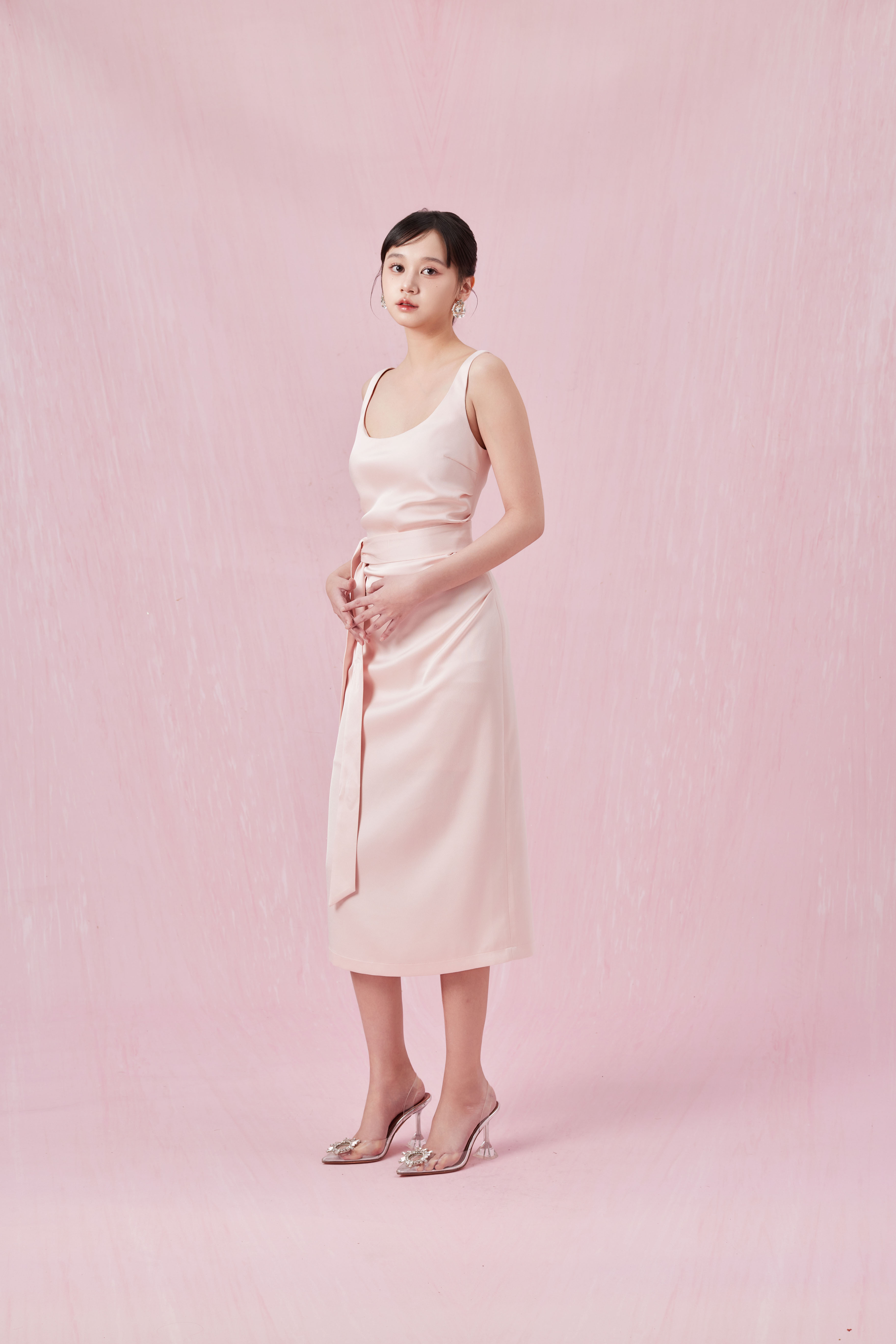 Chantael Pink Ruching Dress
