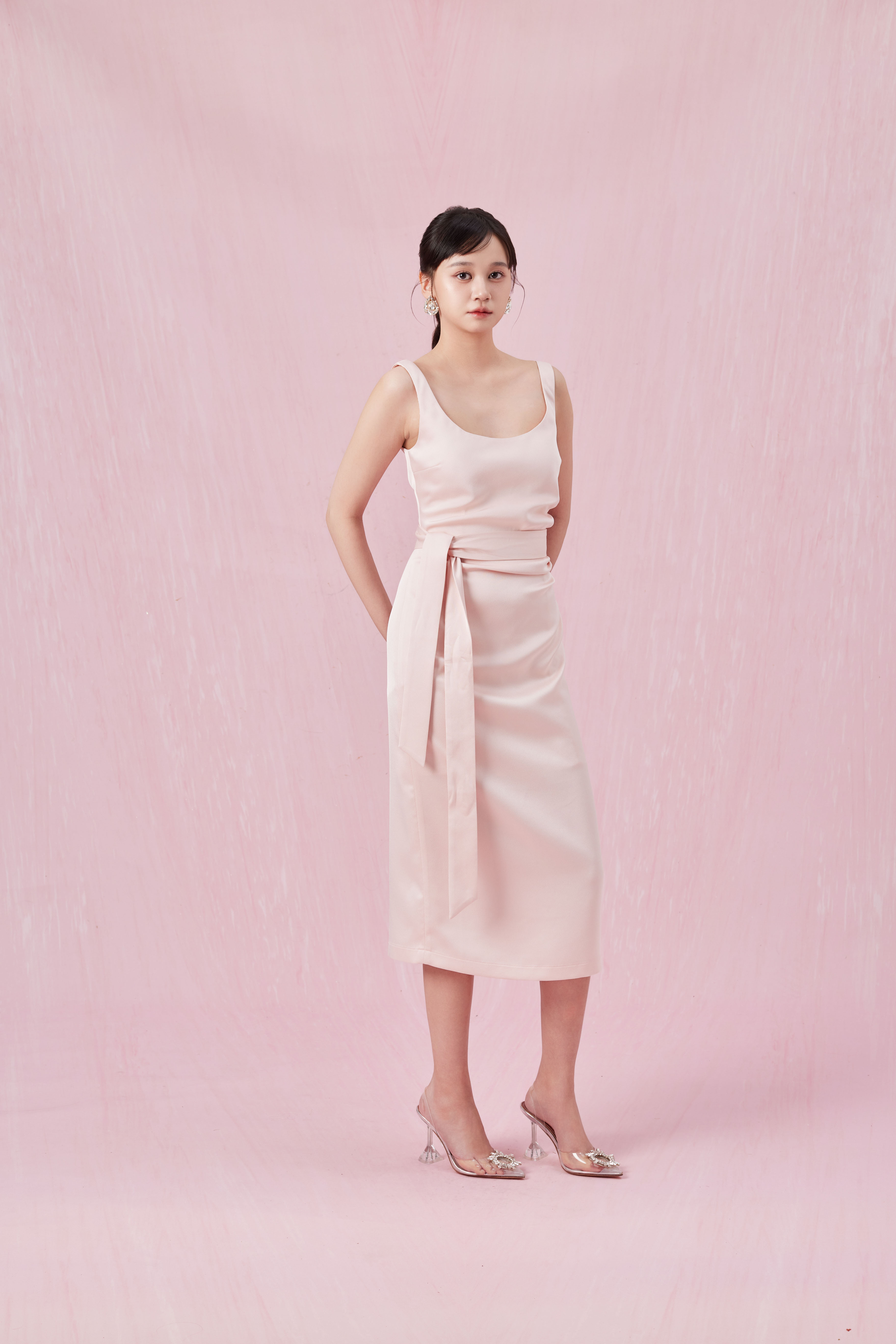 Chantael Pink Ruching Dress