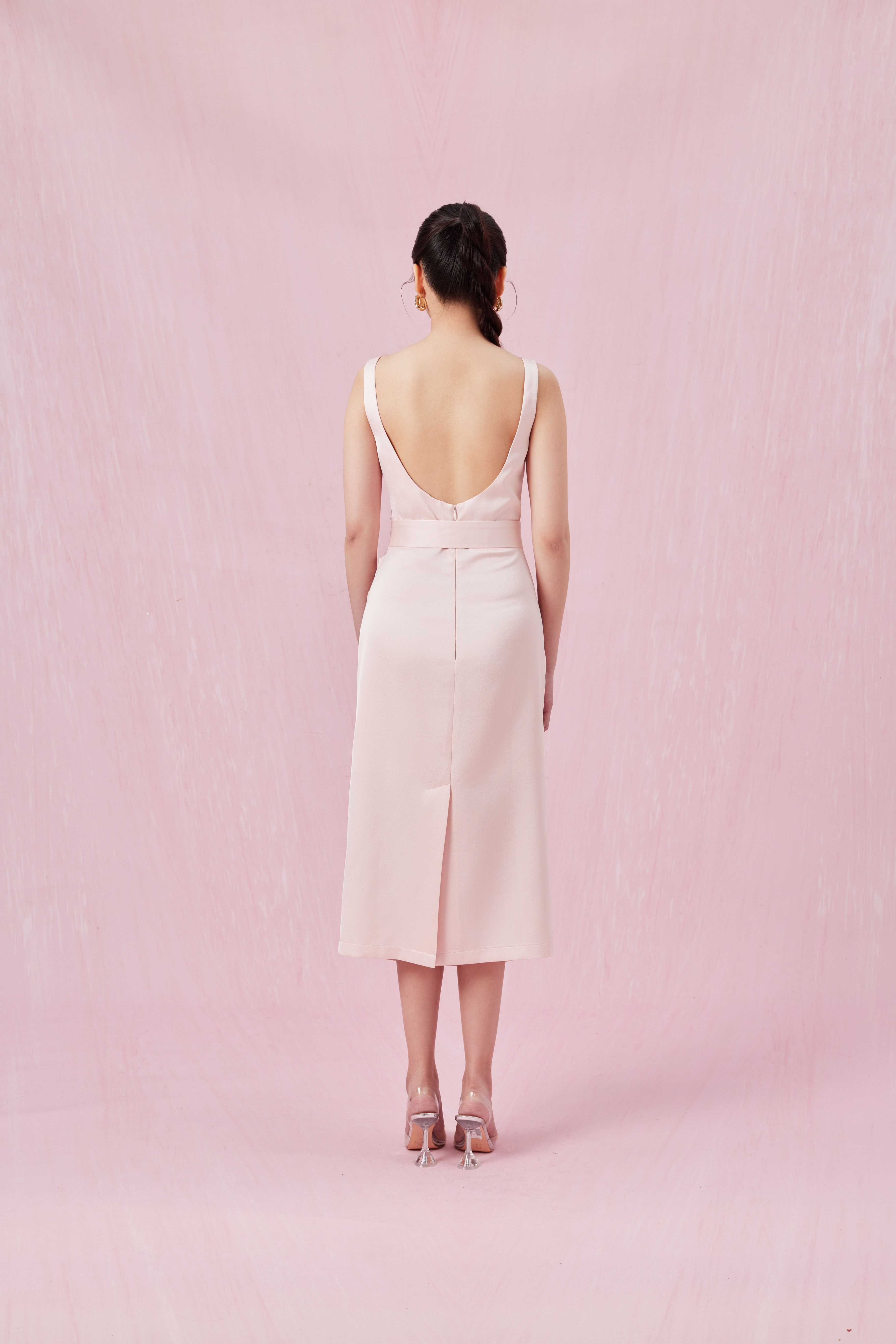 Chantael Pink Ruching Dress