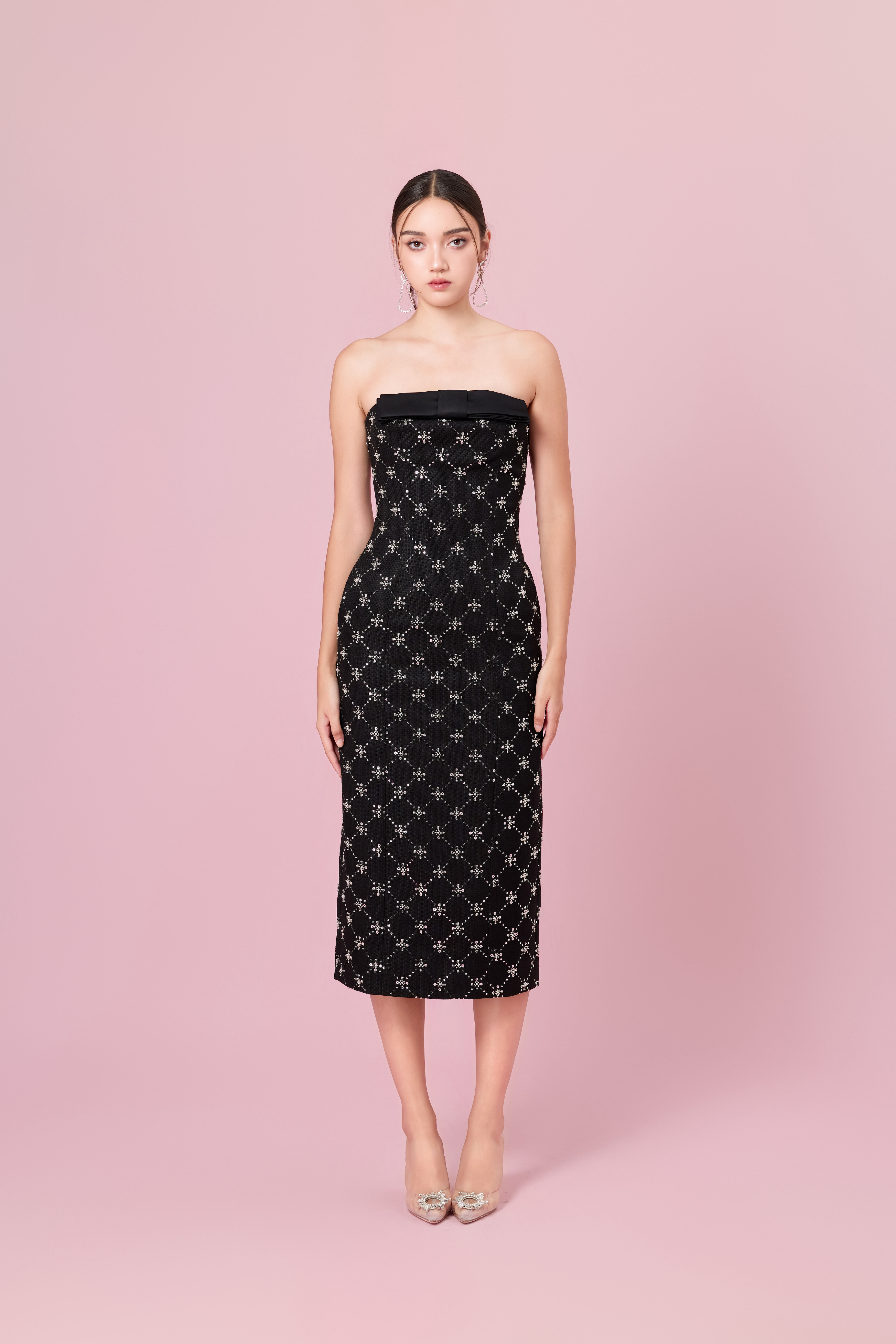 Chenille Black Tweed Tube Dress