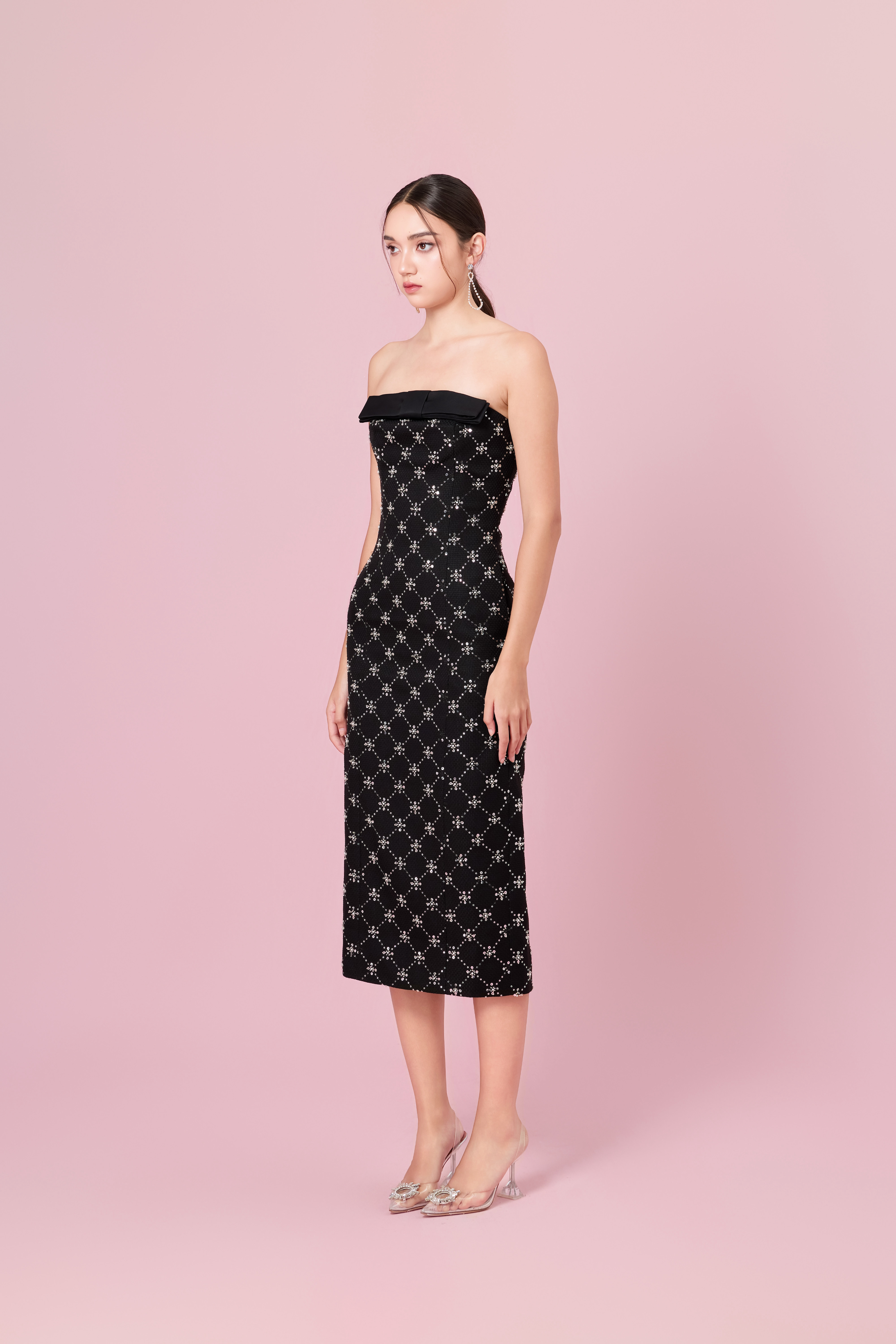 Chenille Black Tweed Tube Dress