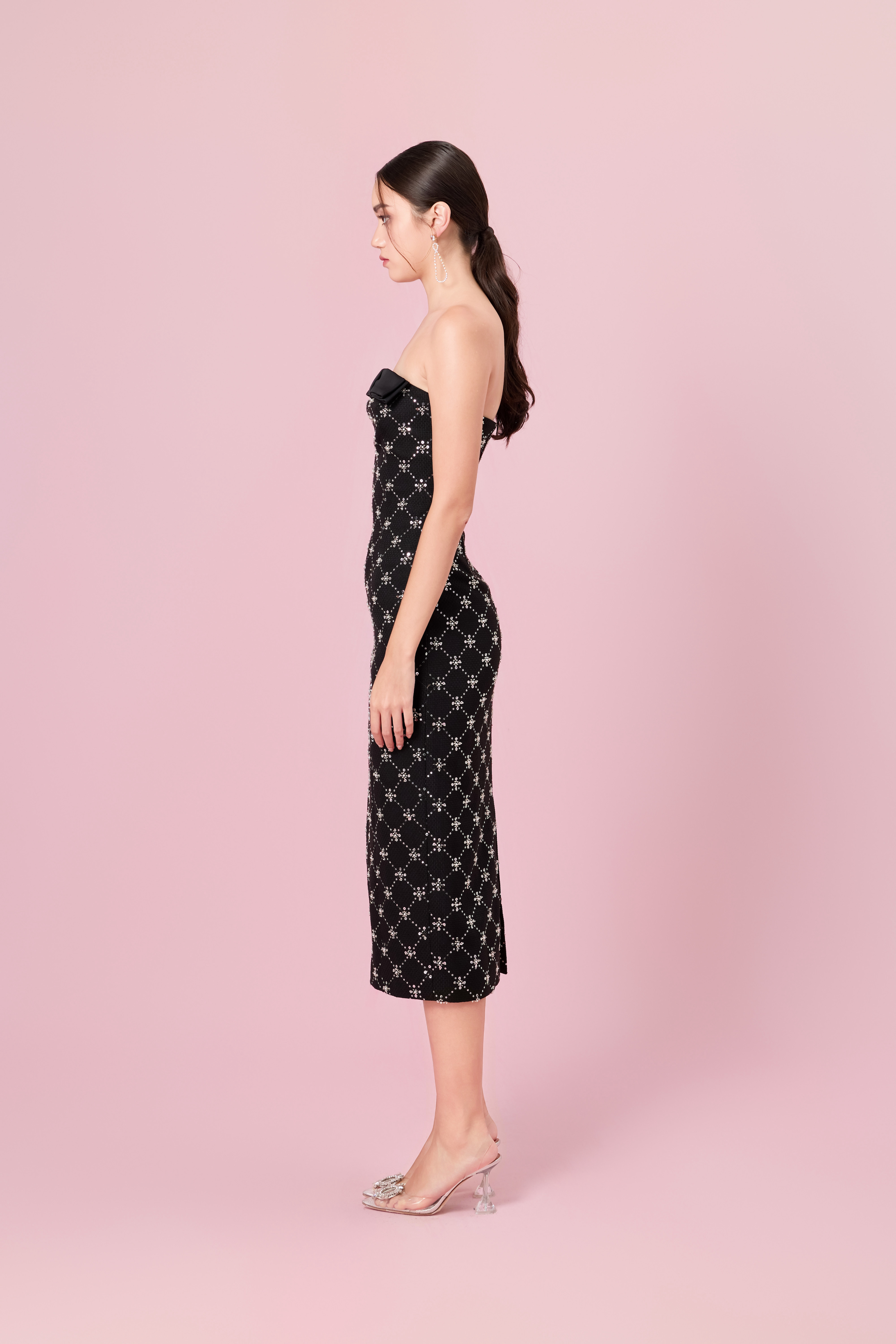 Chenille Black Tweed Tube Dress