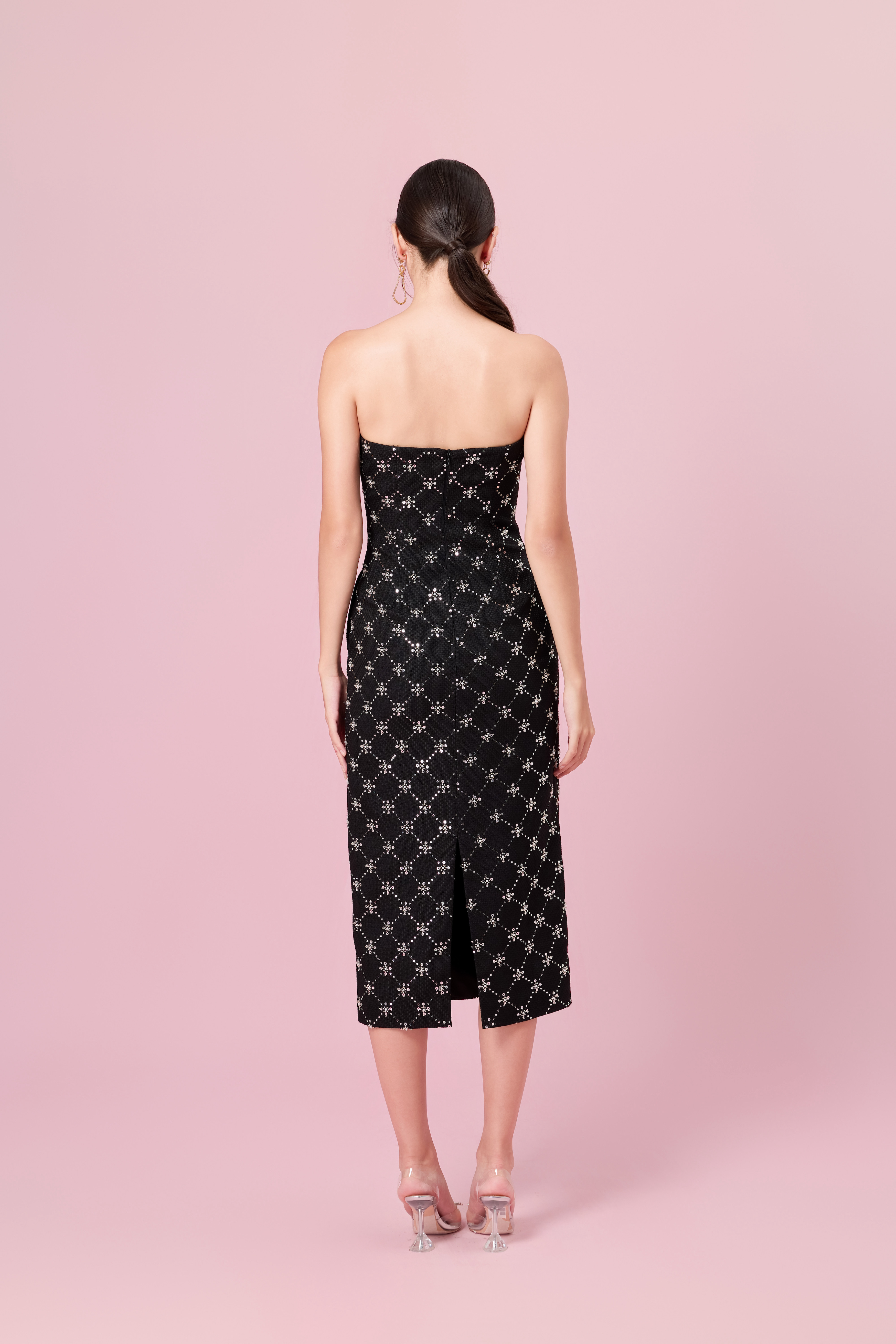 Chenille Black Tweed Tube Dress