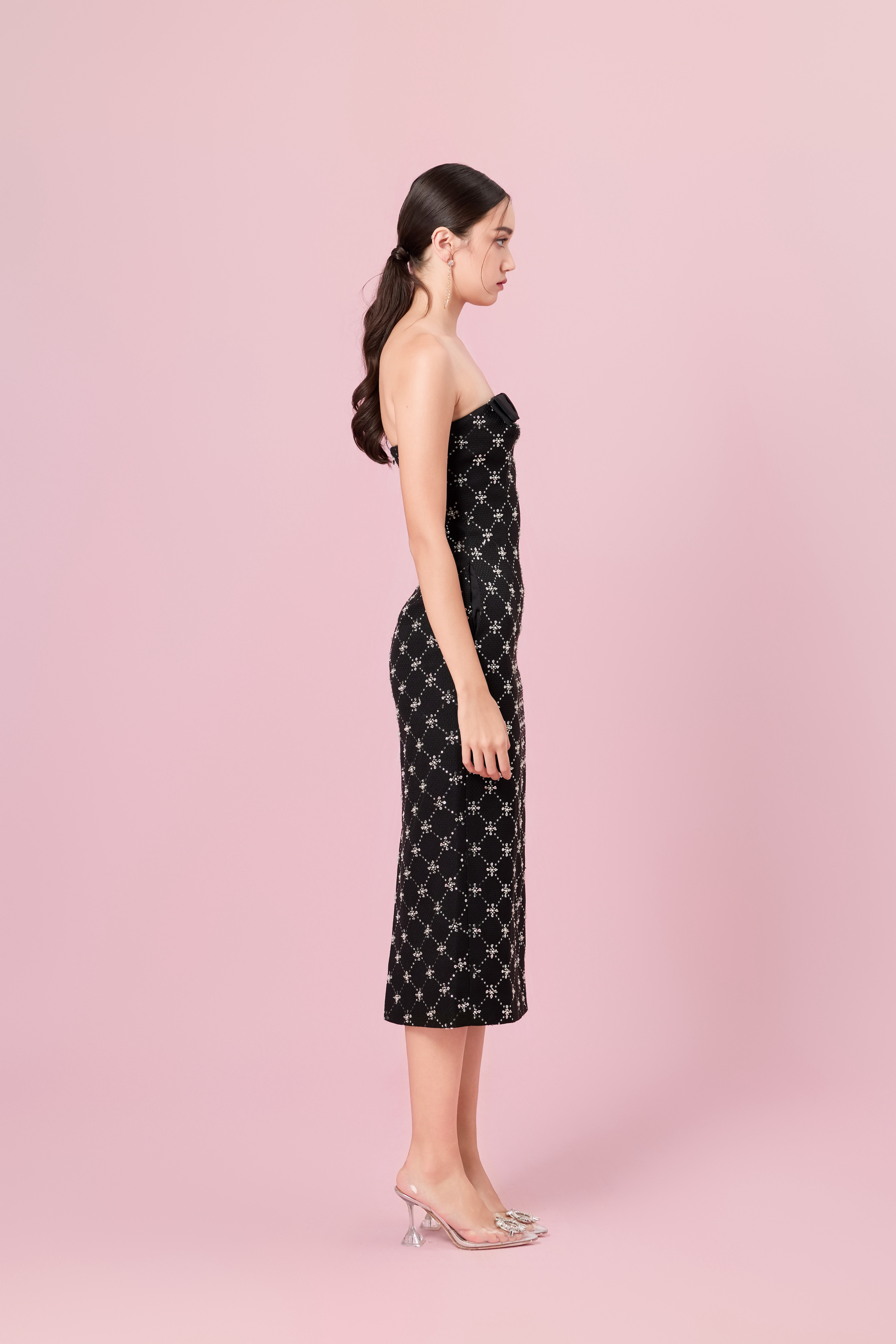 Chenille Black Tweed Tube Dress