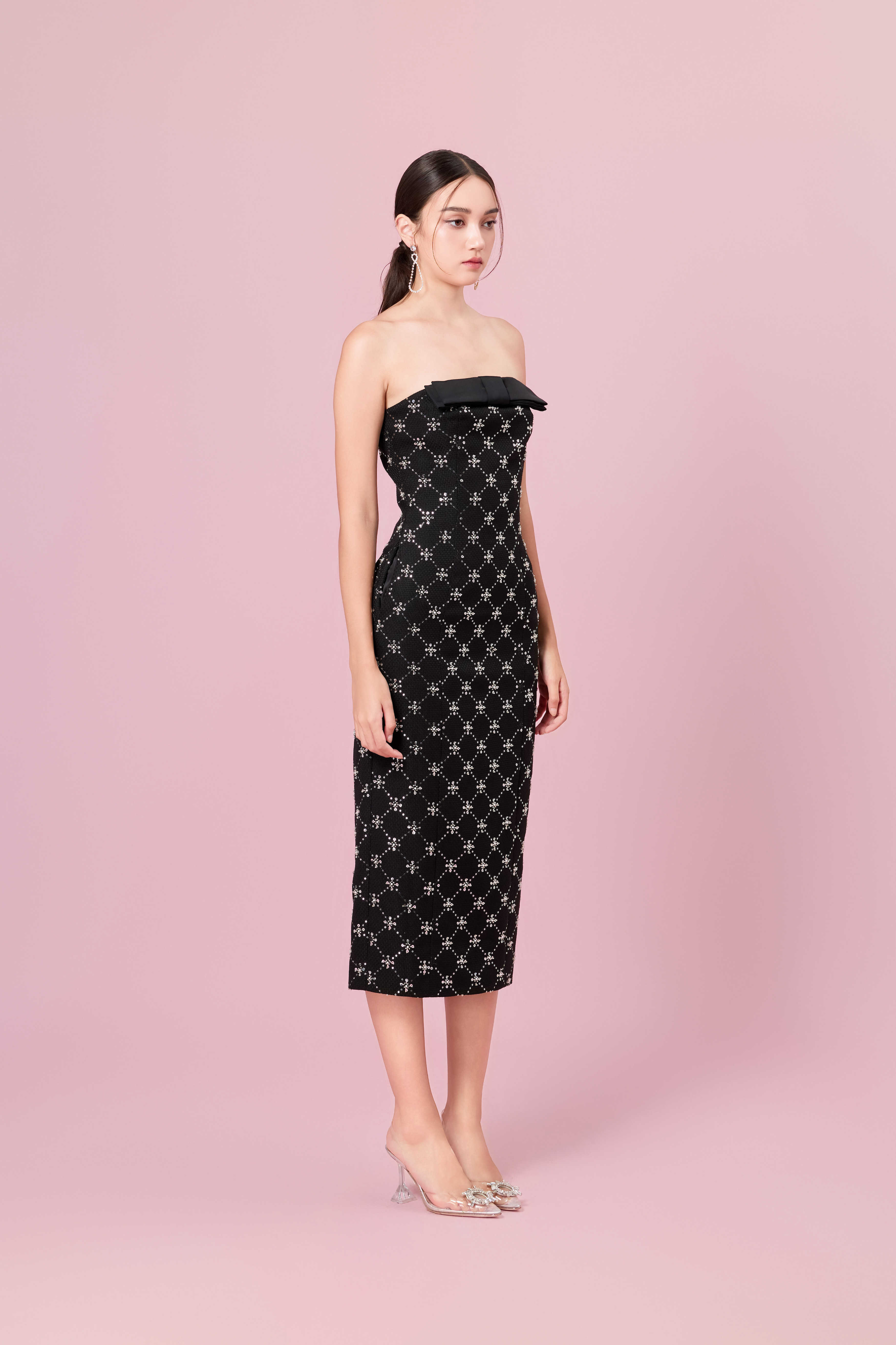 Chenille Black Tweed Tube Dress