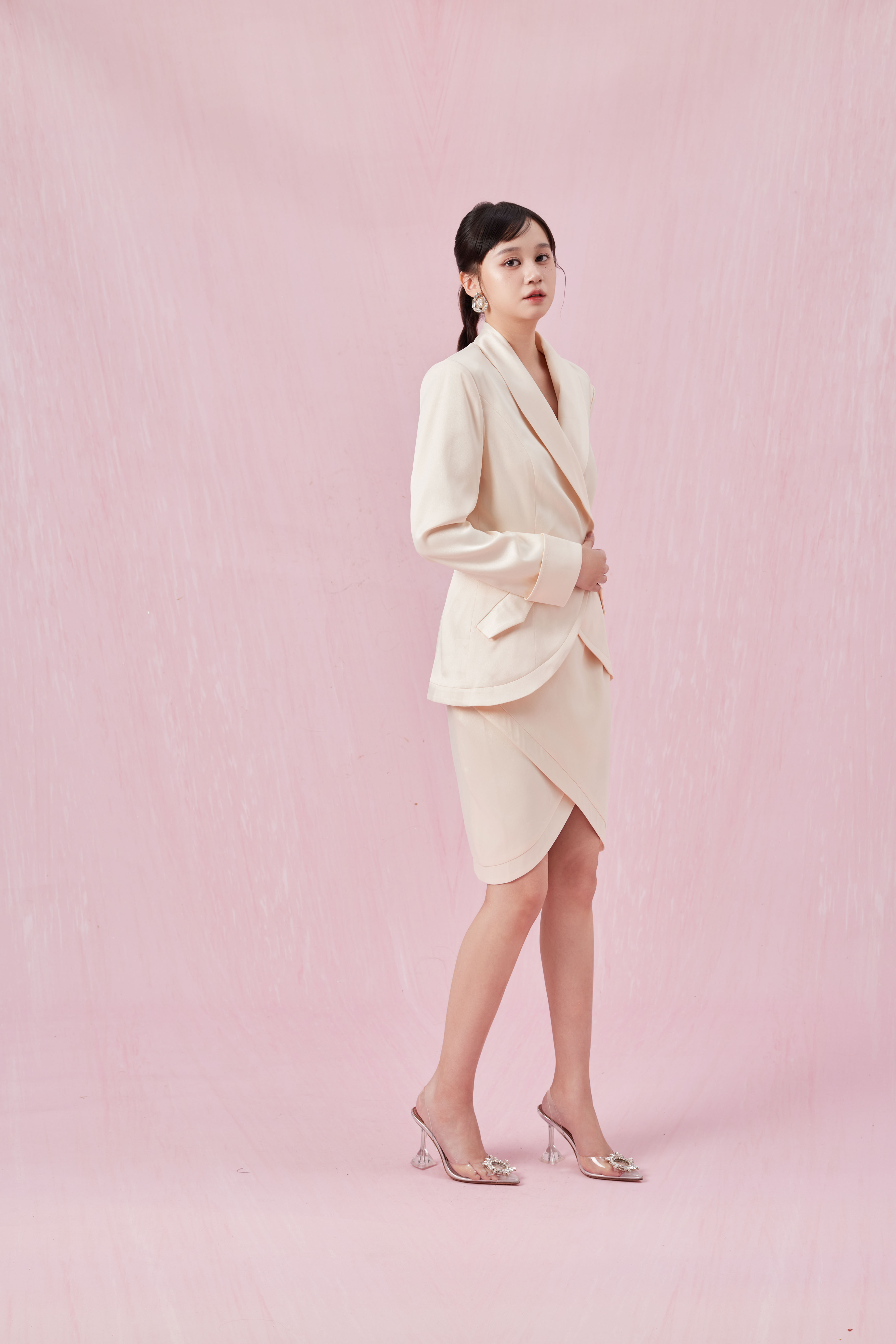 Chantaal Cream Double-Breasted Blazer