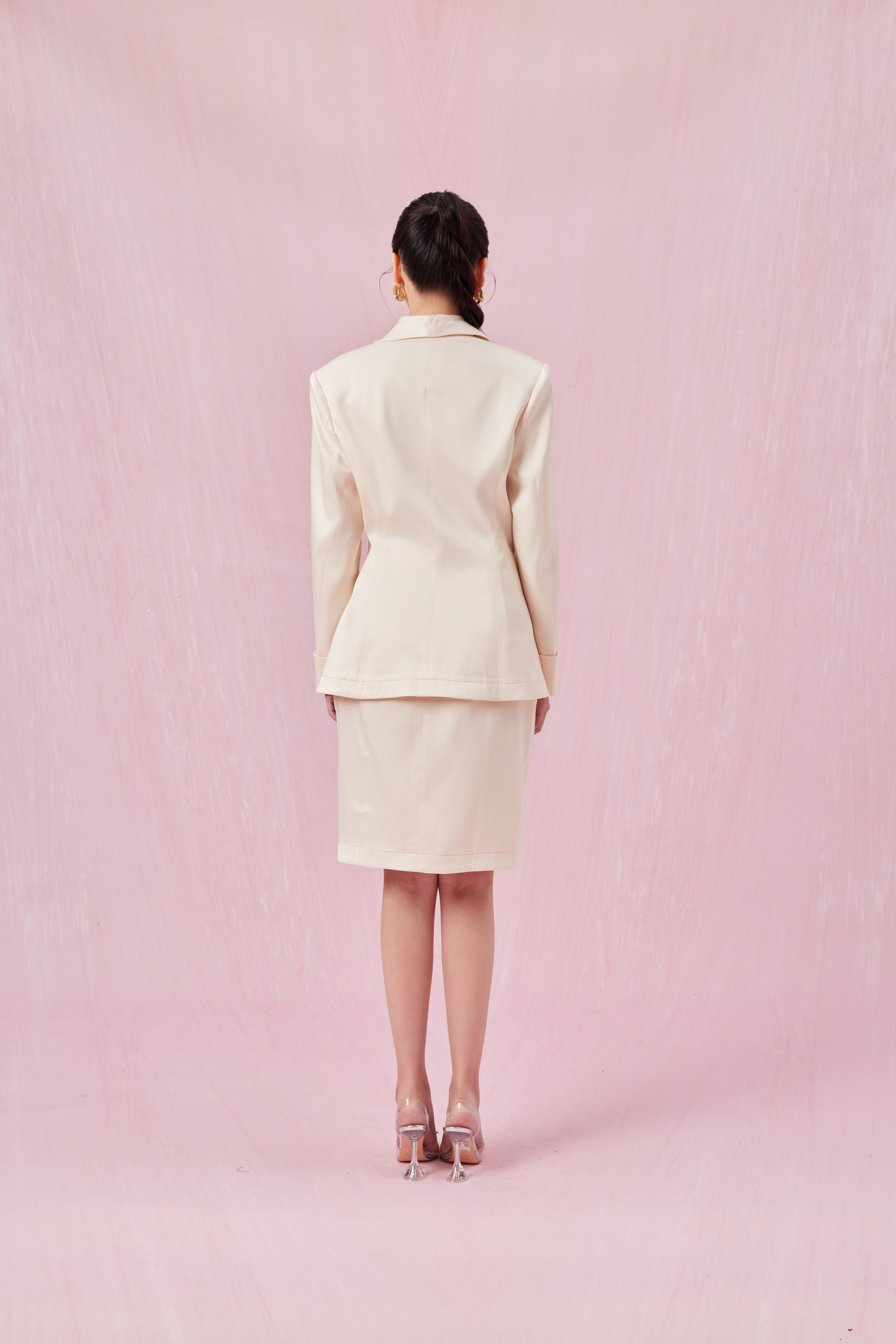 Chantaal Cream Double-Breasted Blazer