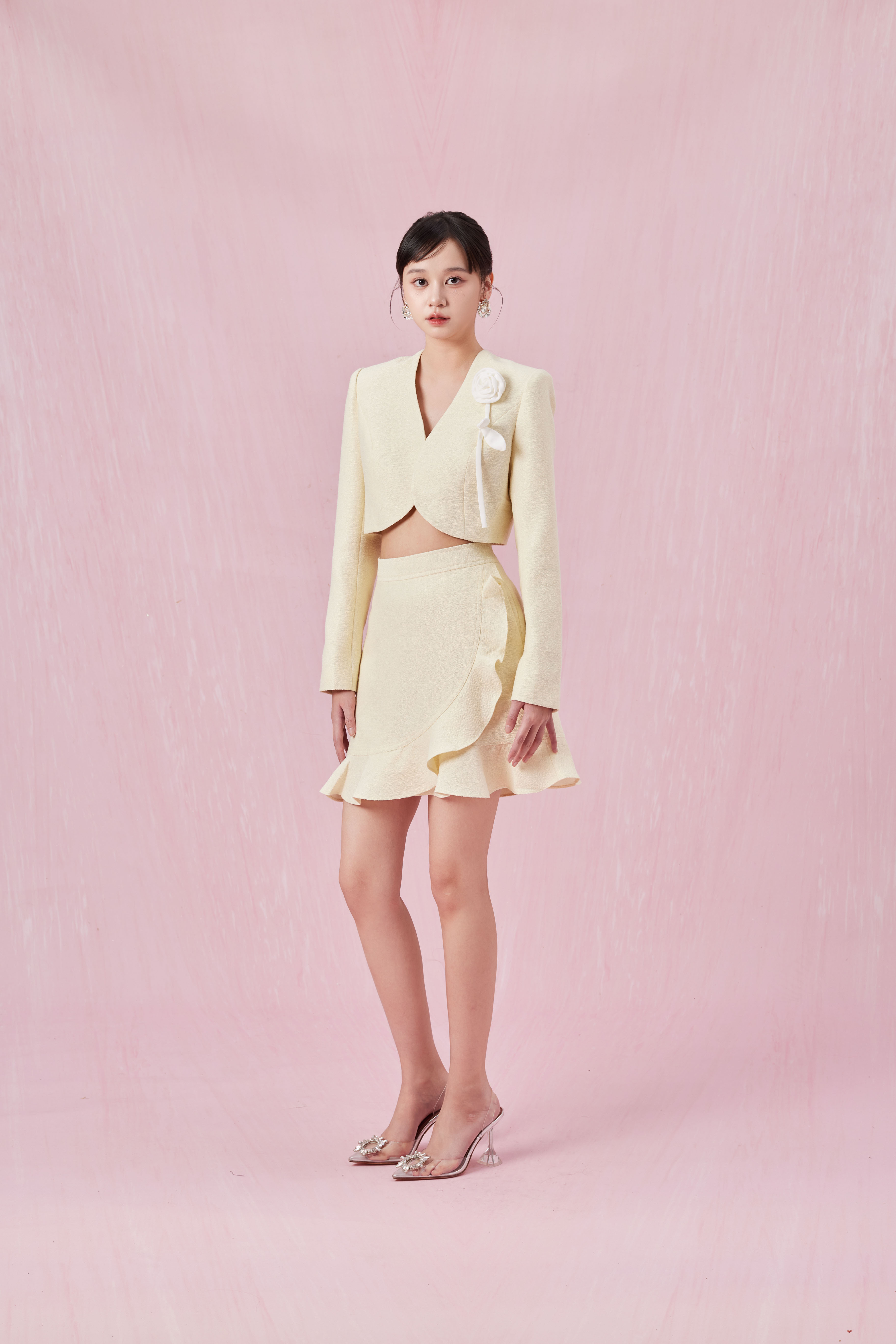 Chainey Light Yellow Ruffle Skirt