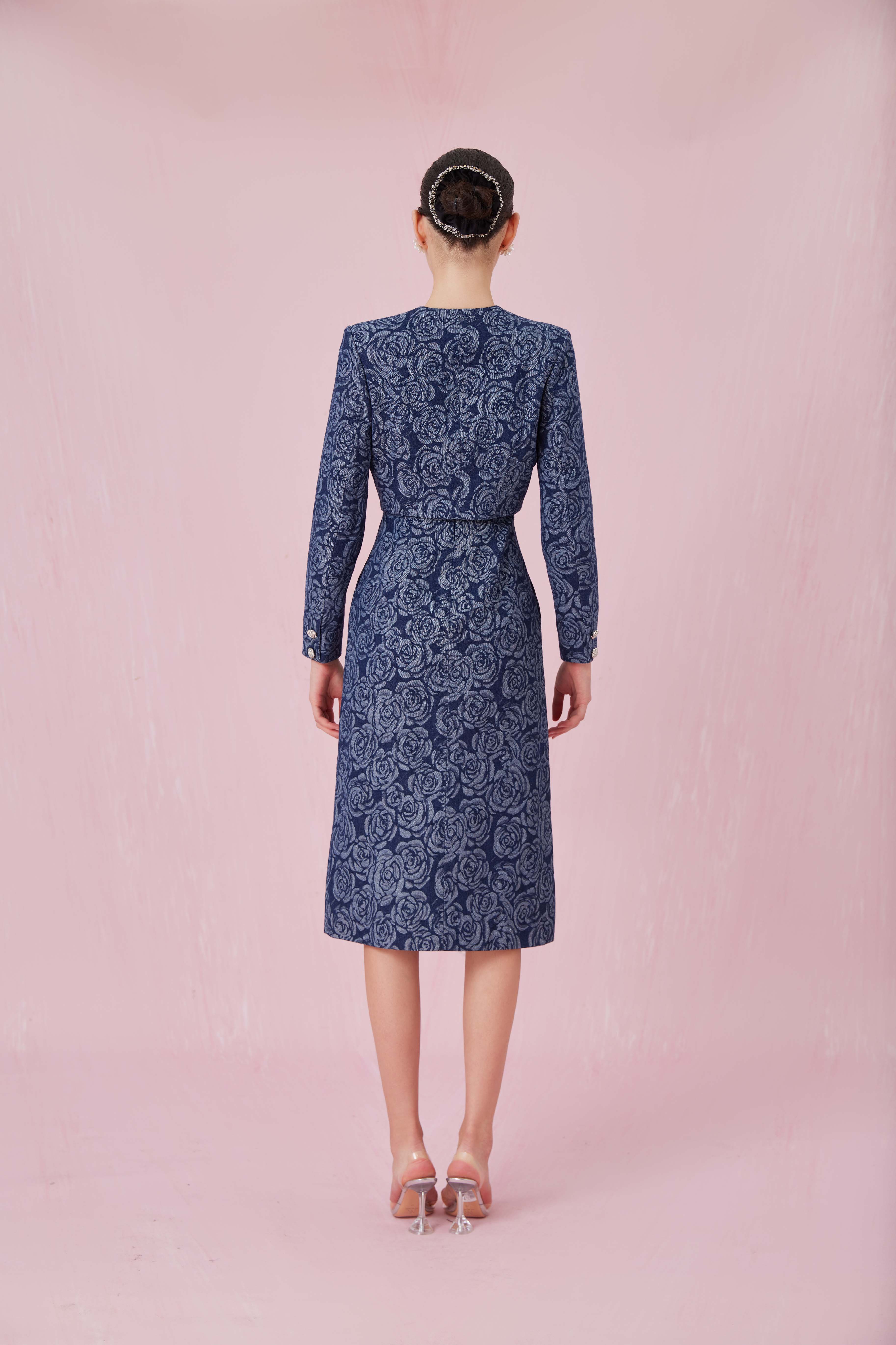 Chantle Rose Embos Dark Blue Denim Jacket