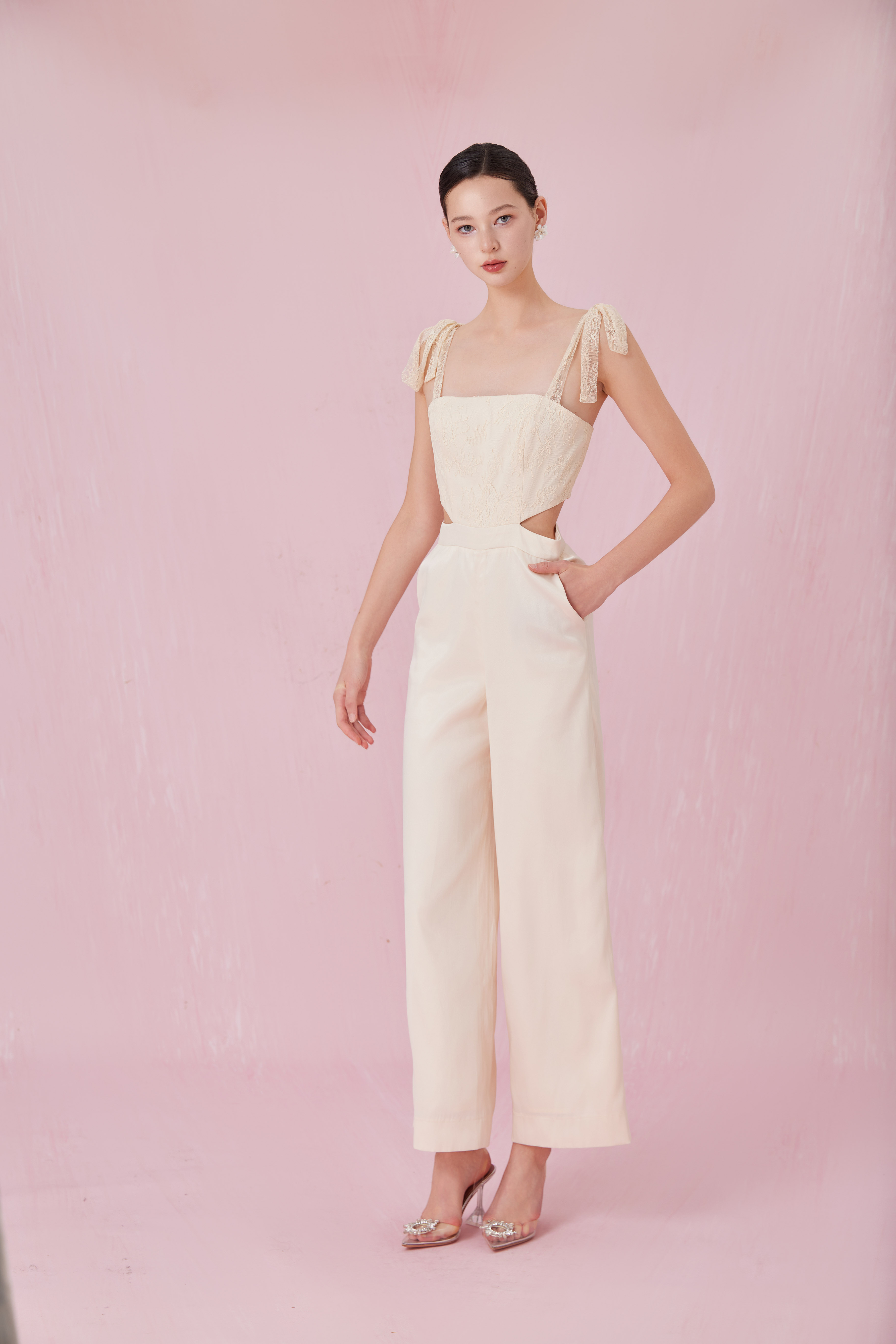 Chantella Cream Cut-Out Jumpsuit