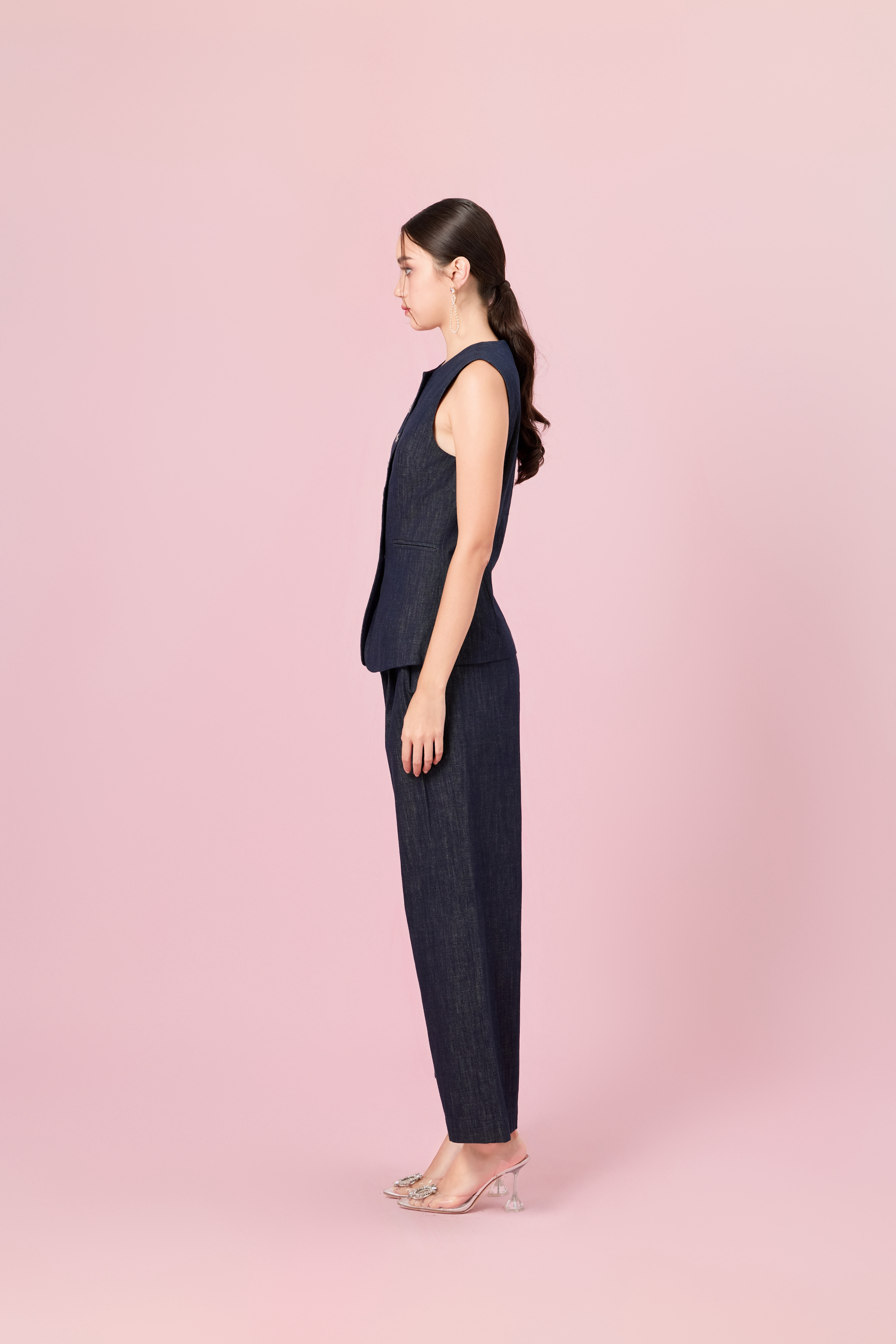 Charelyn Dark Blue Denim Straight Pants