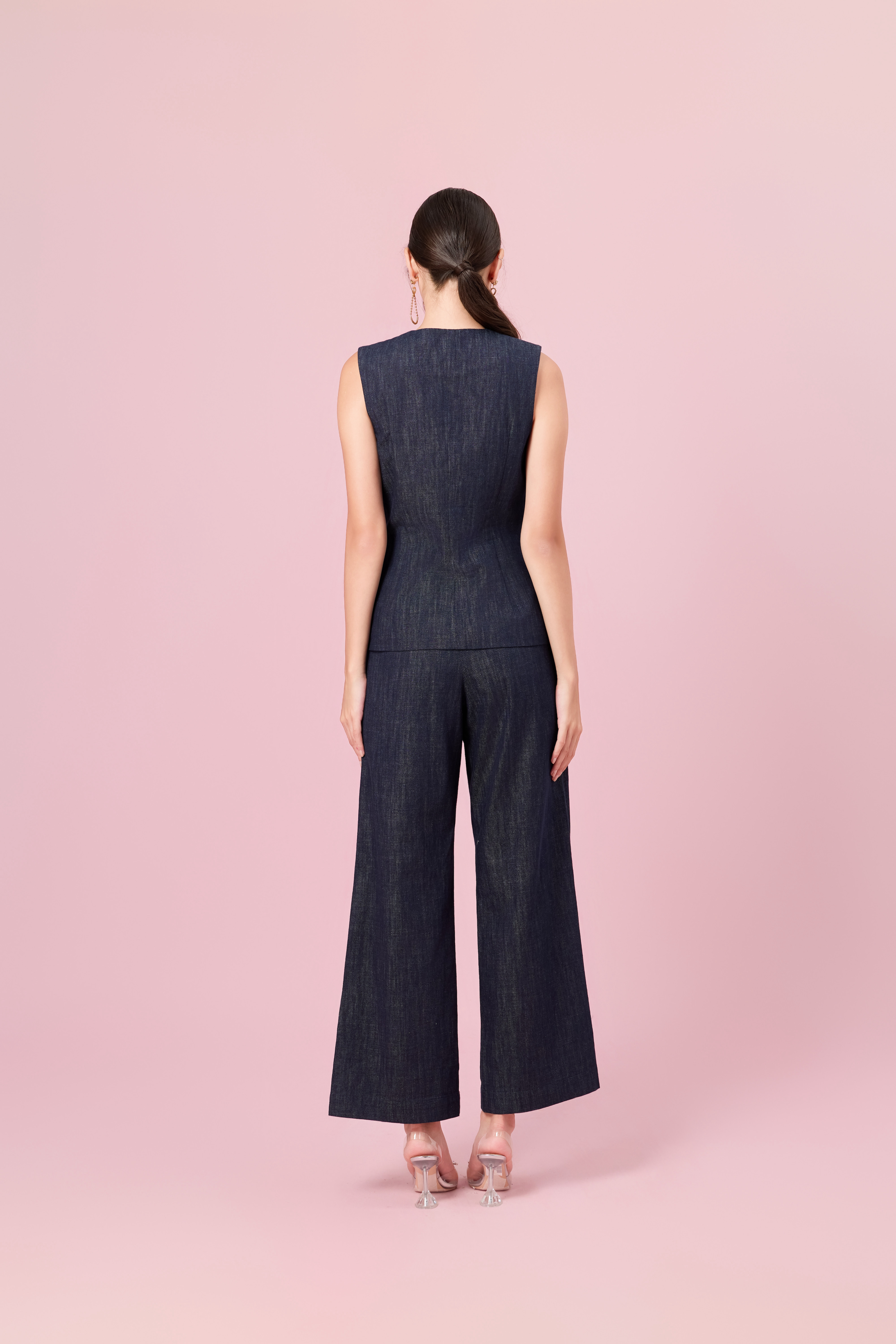 Charelyn Dark Blue Denim Straight Pants