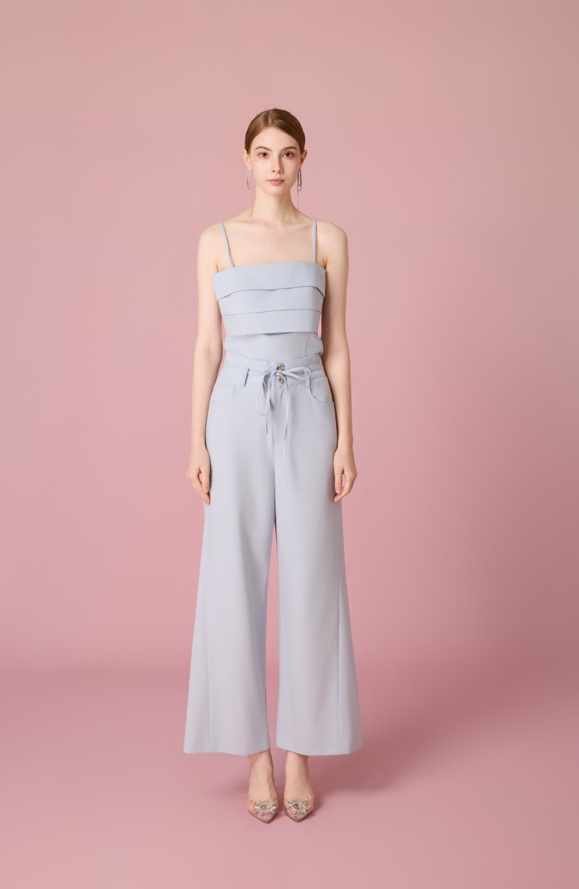 Chauntay Light Blue Layer Panel Spaghetti Top