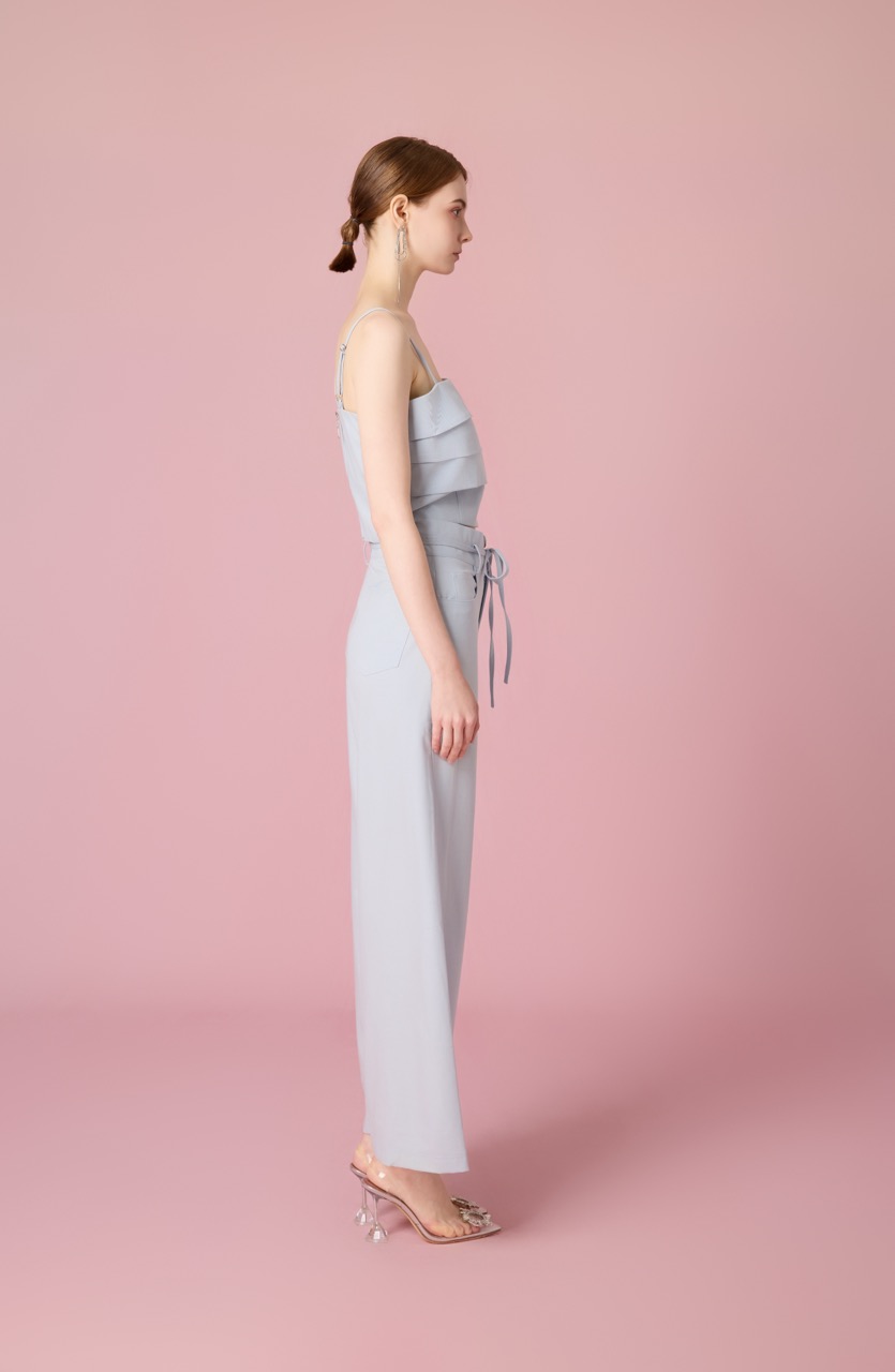 Chauntay Light Blue Layer Panel Spaghetti Top