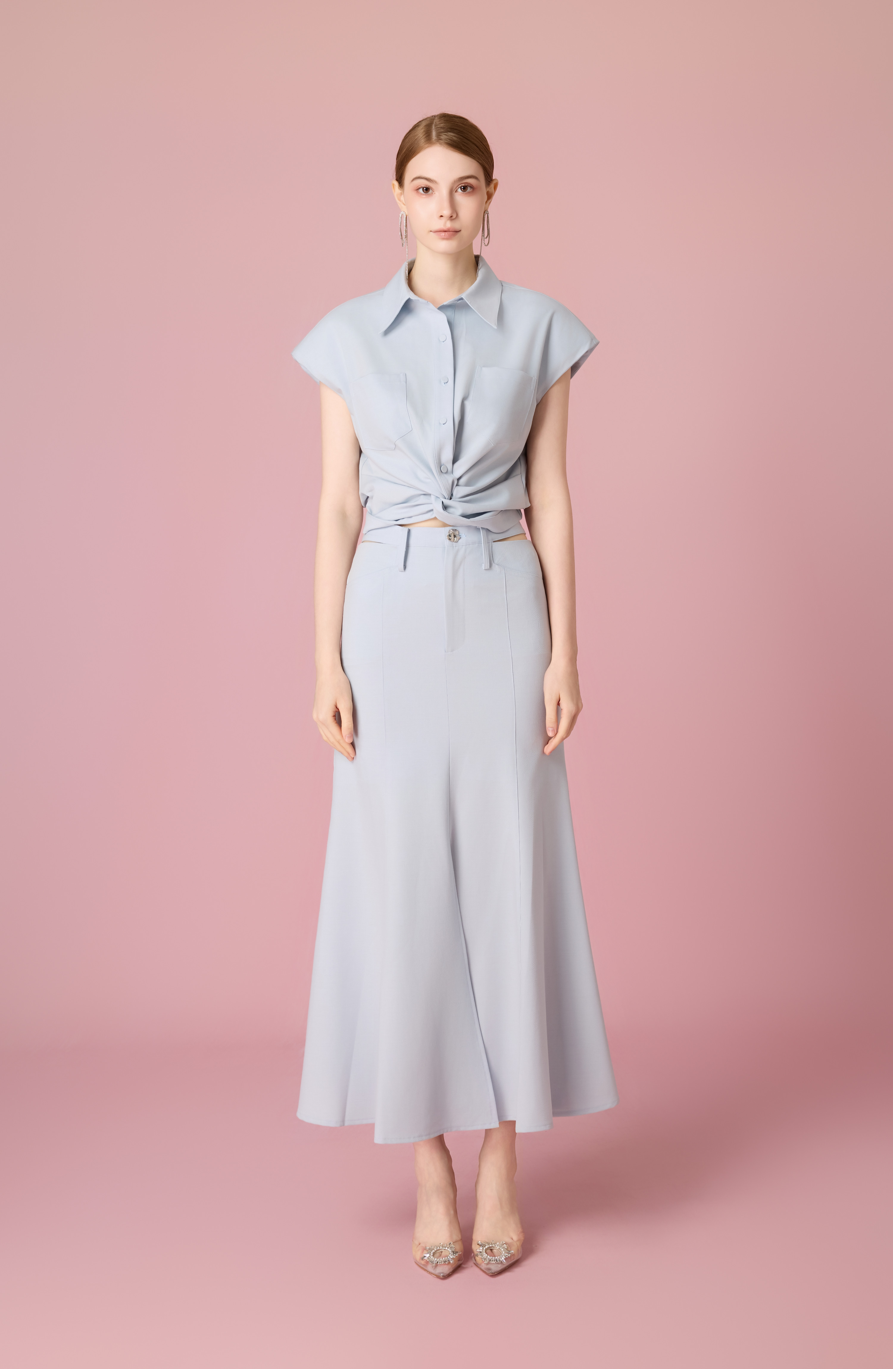 Chaunte Light Blue A-Line Skirt