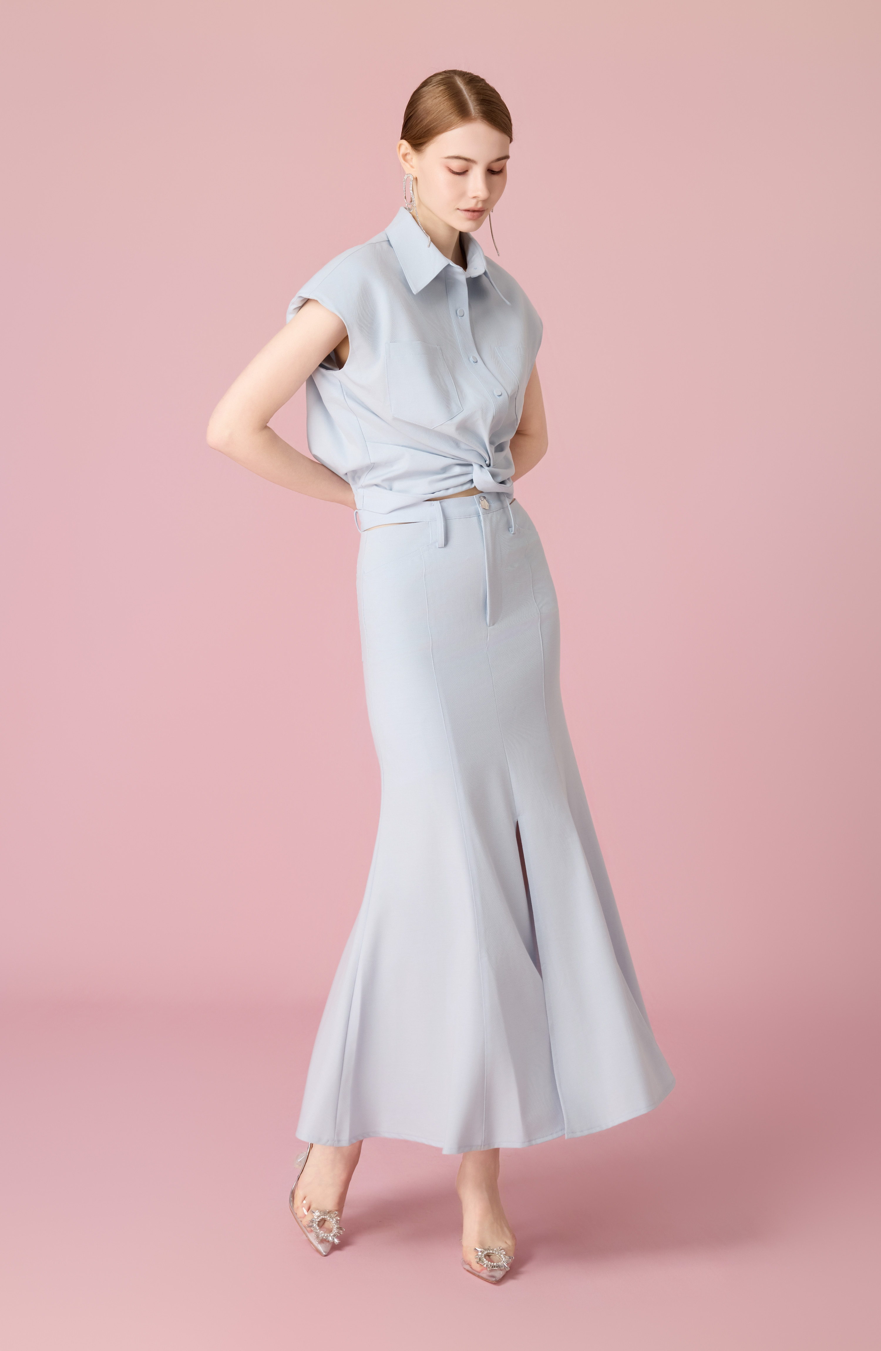 Chaunte Light Blue A-Line Skirt