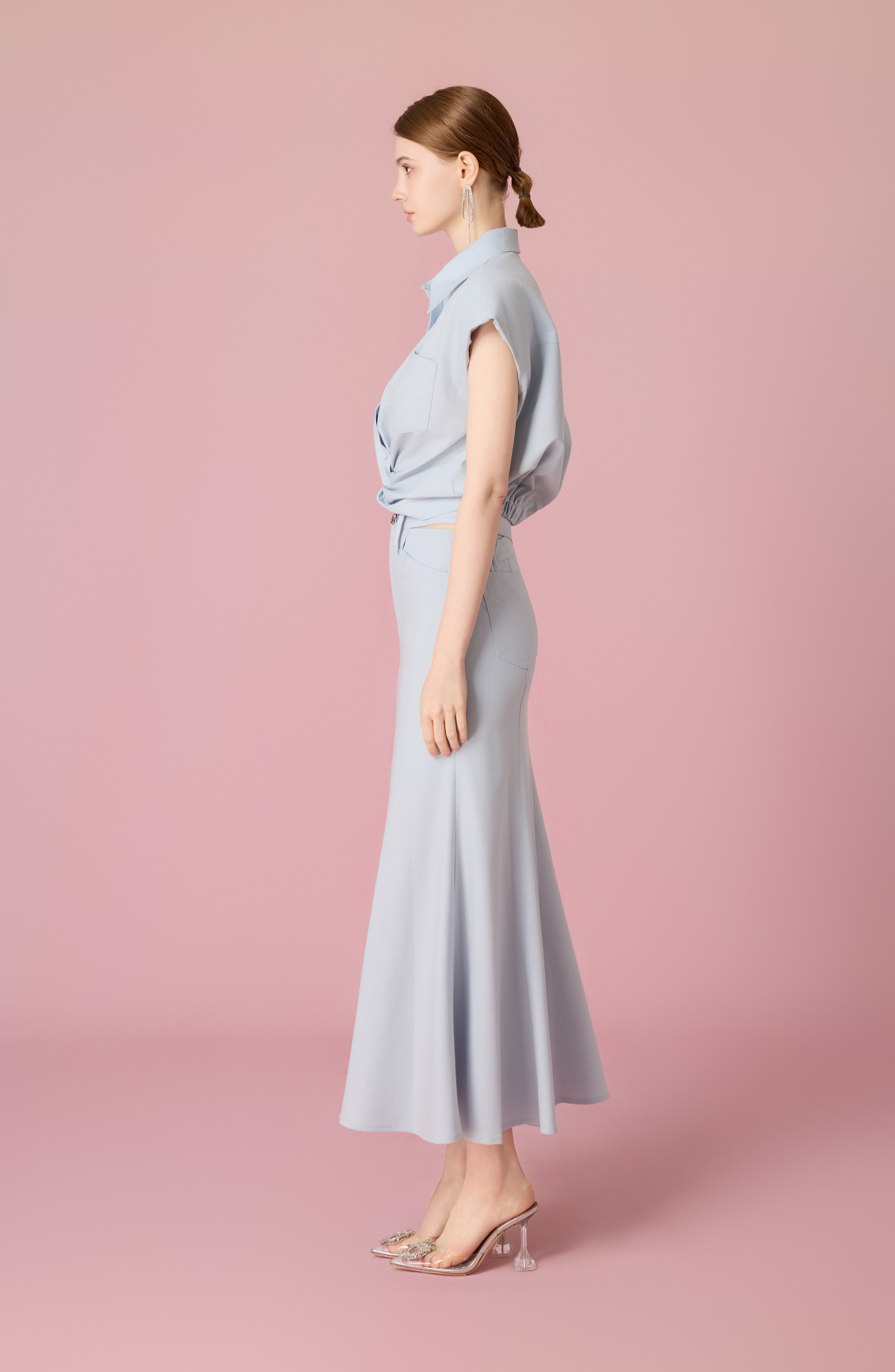 Chaunte Light Blue A-Line Skirt