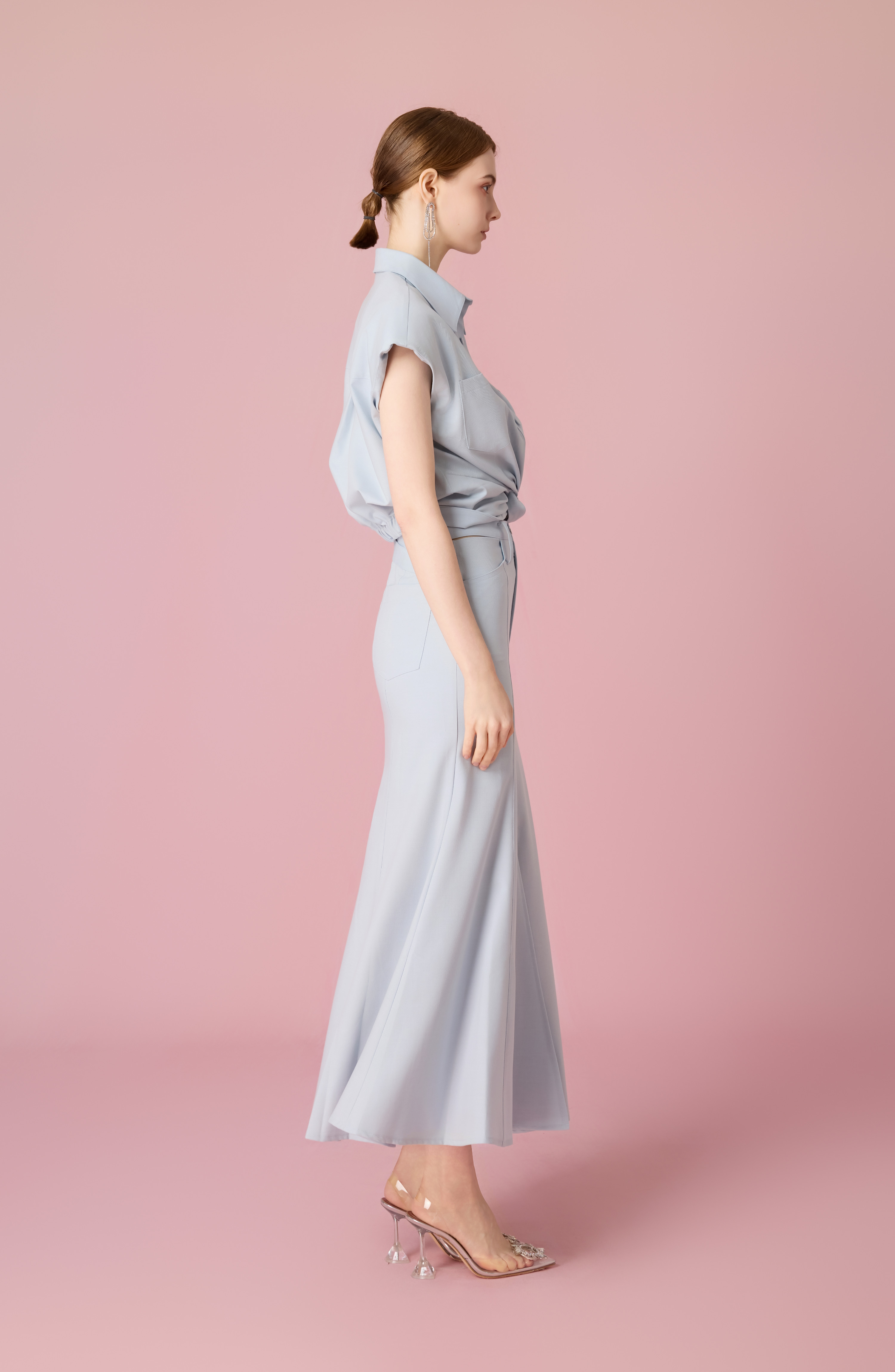 Chaunte Light Blue A-Line Skirt