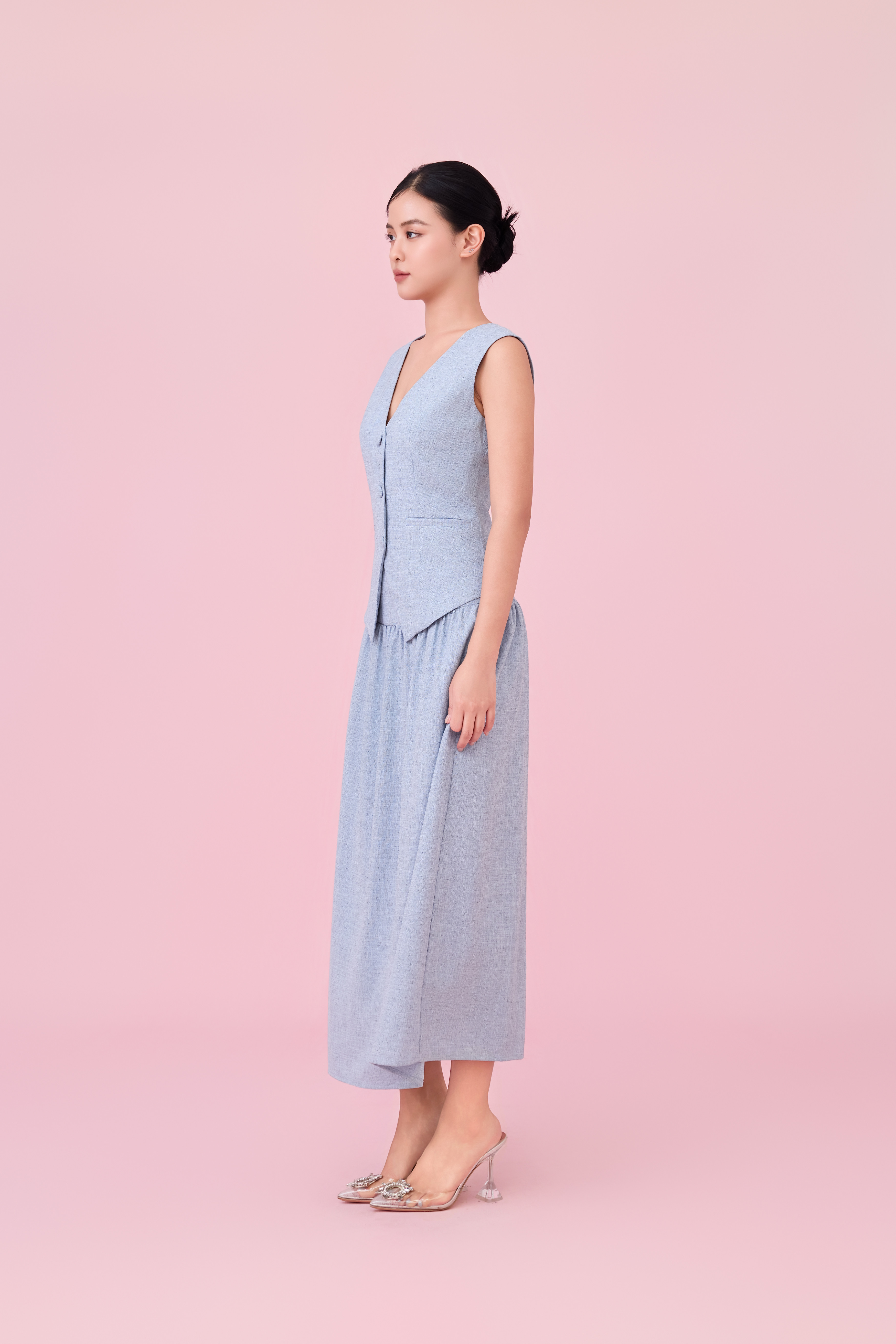 Cheerish Light Blue A-Line Skirt