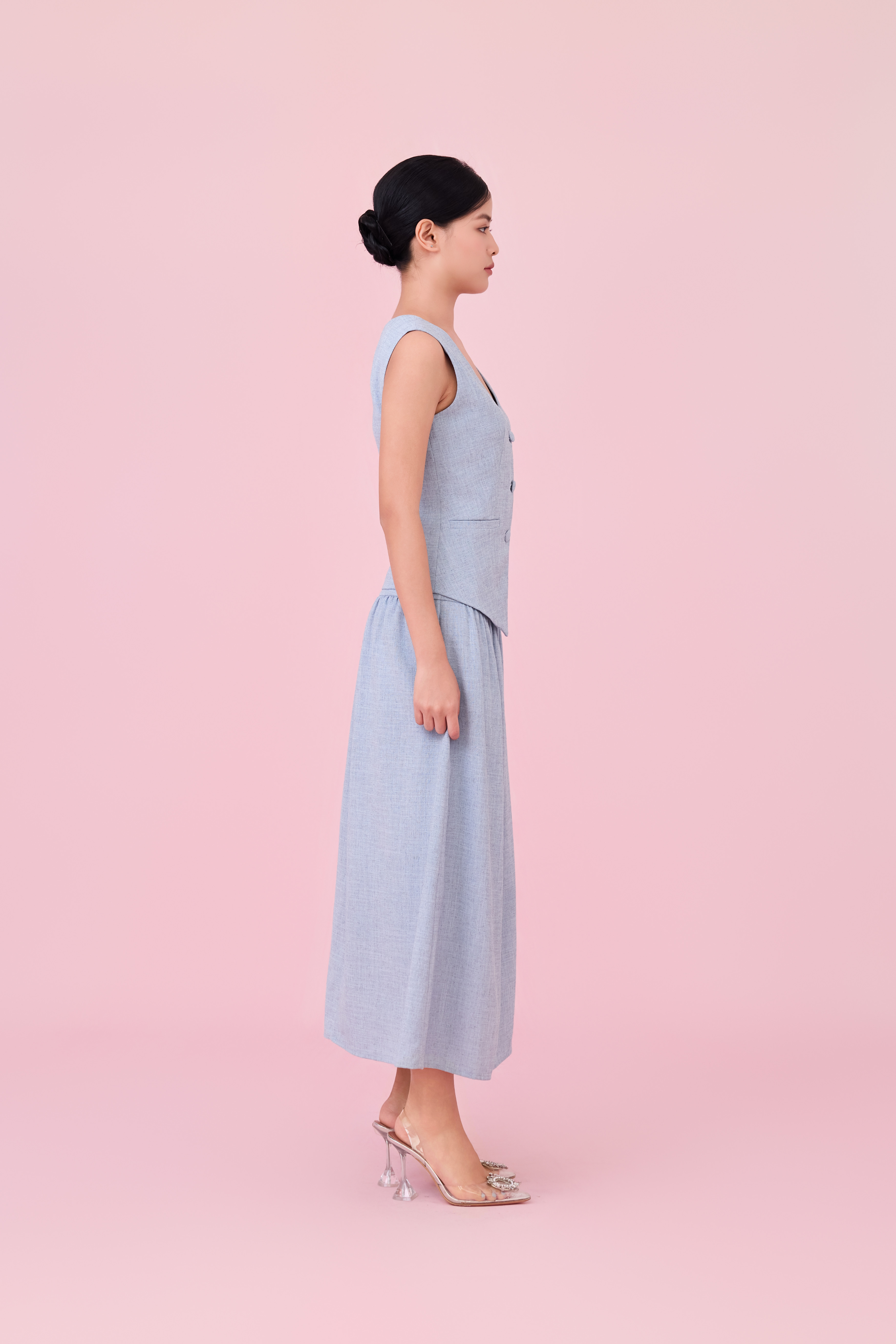 Cheerish Light Blue A-Line Skirt