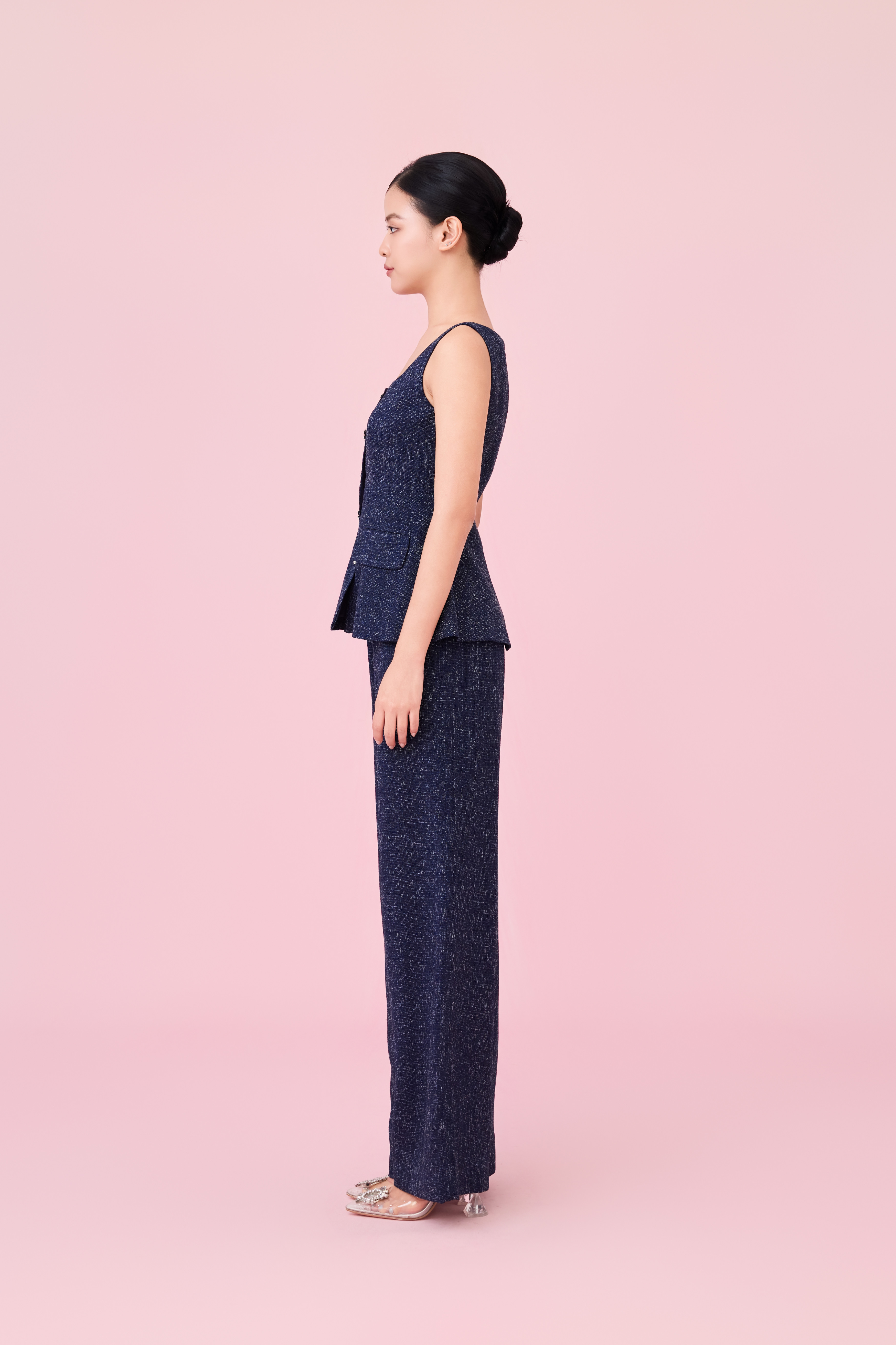 Cherilyn Navy Tweed Wide Leg Pants