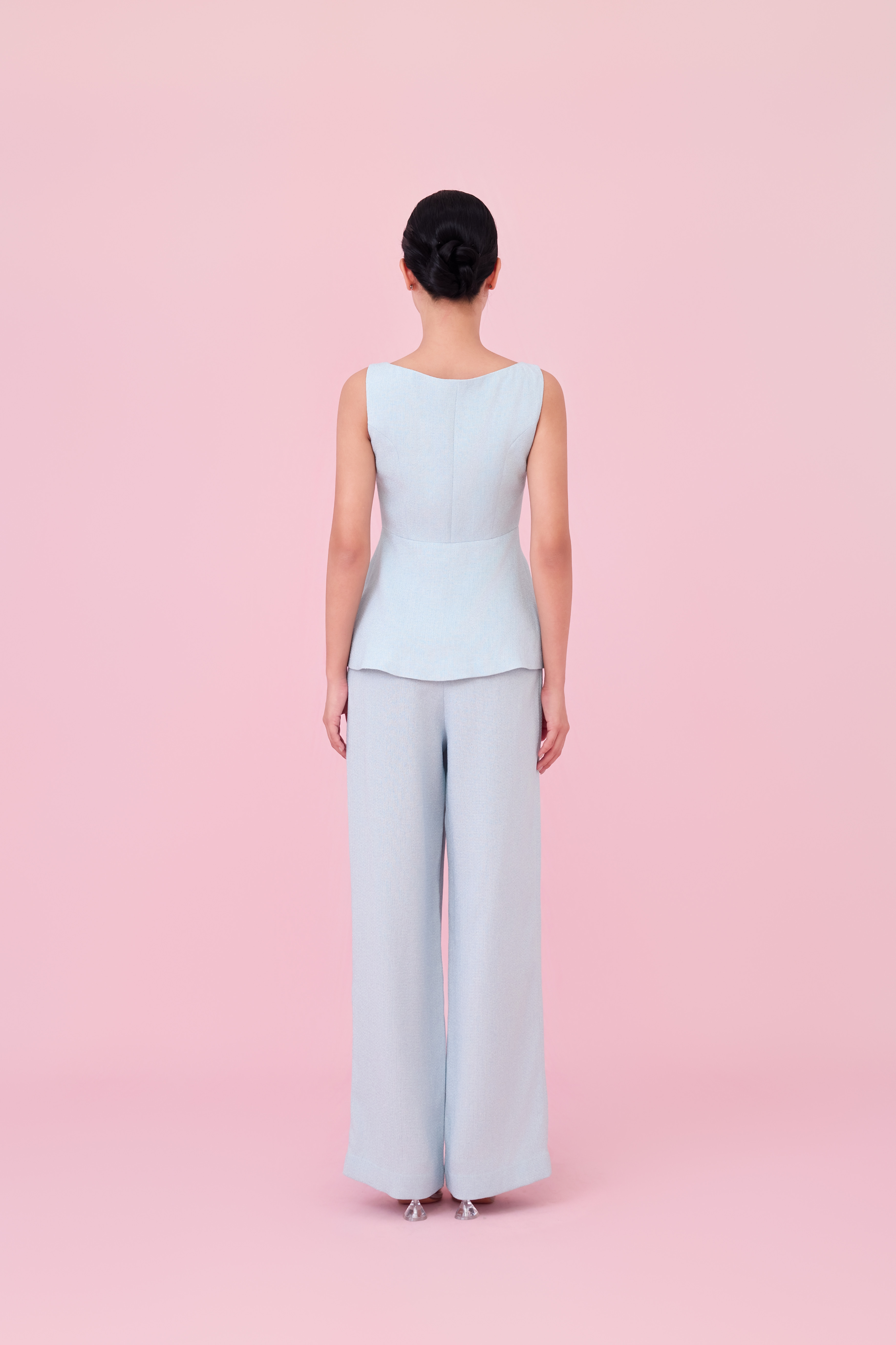 Cherilyn Light Blue Tweed Wide Leg Pants