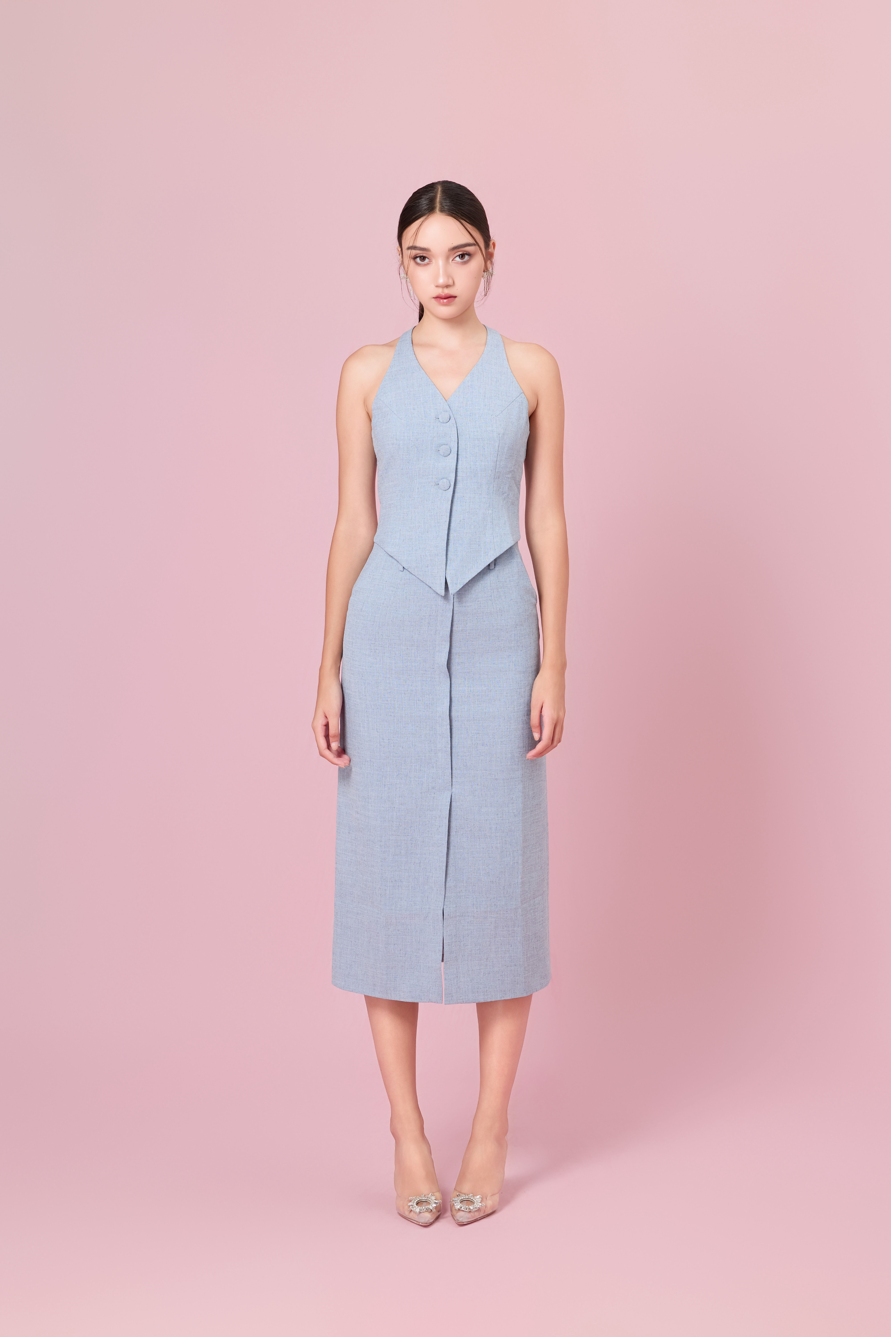 Charyn Light Blue Straight Skirt