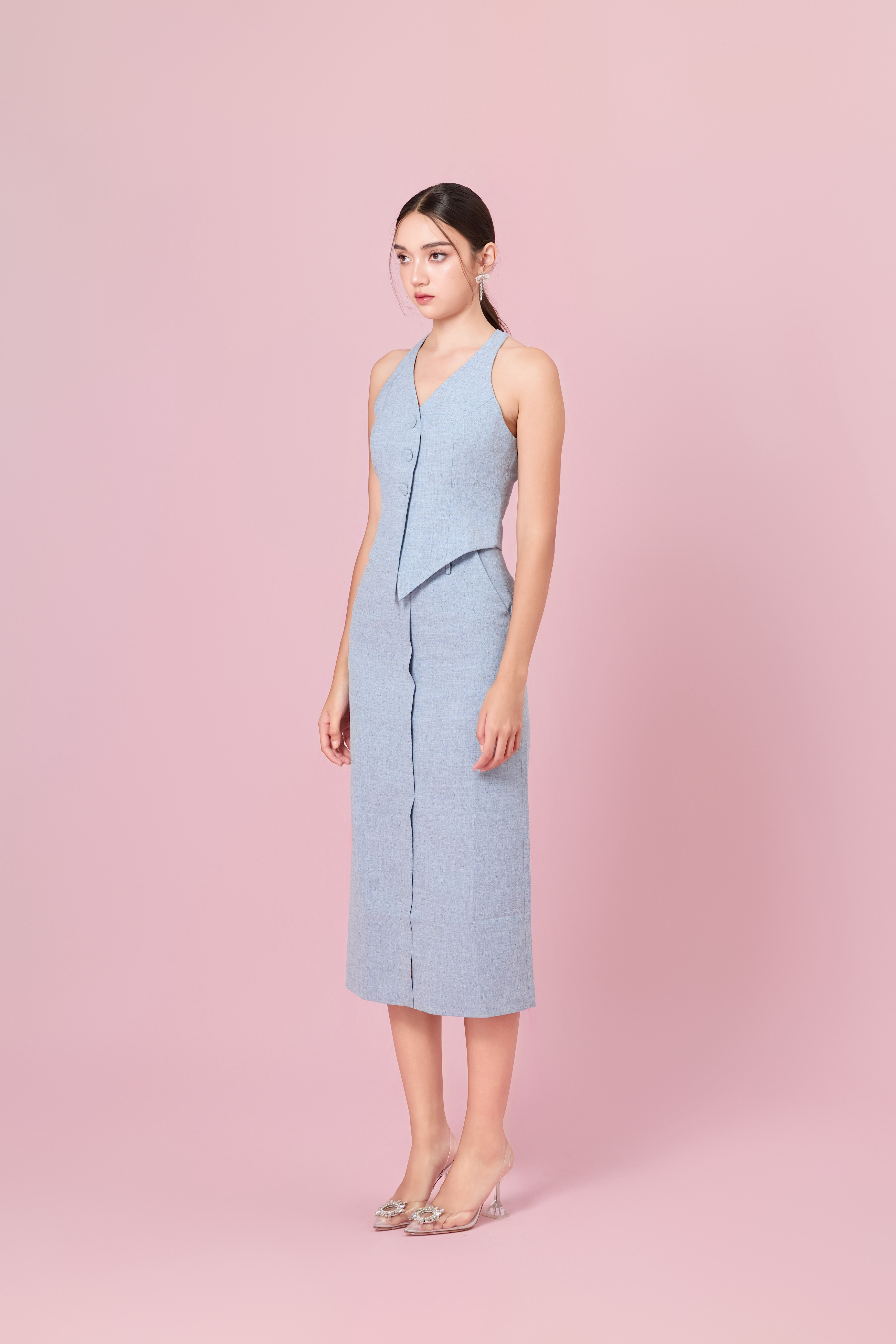 Charyn Light Blue Halter Neck Vest Top