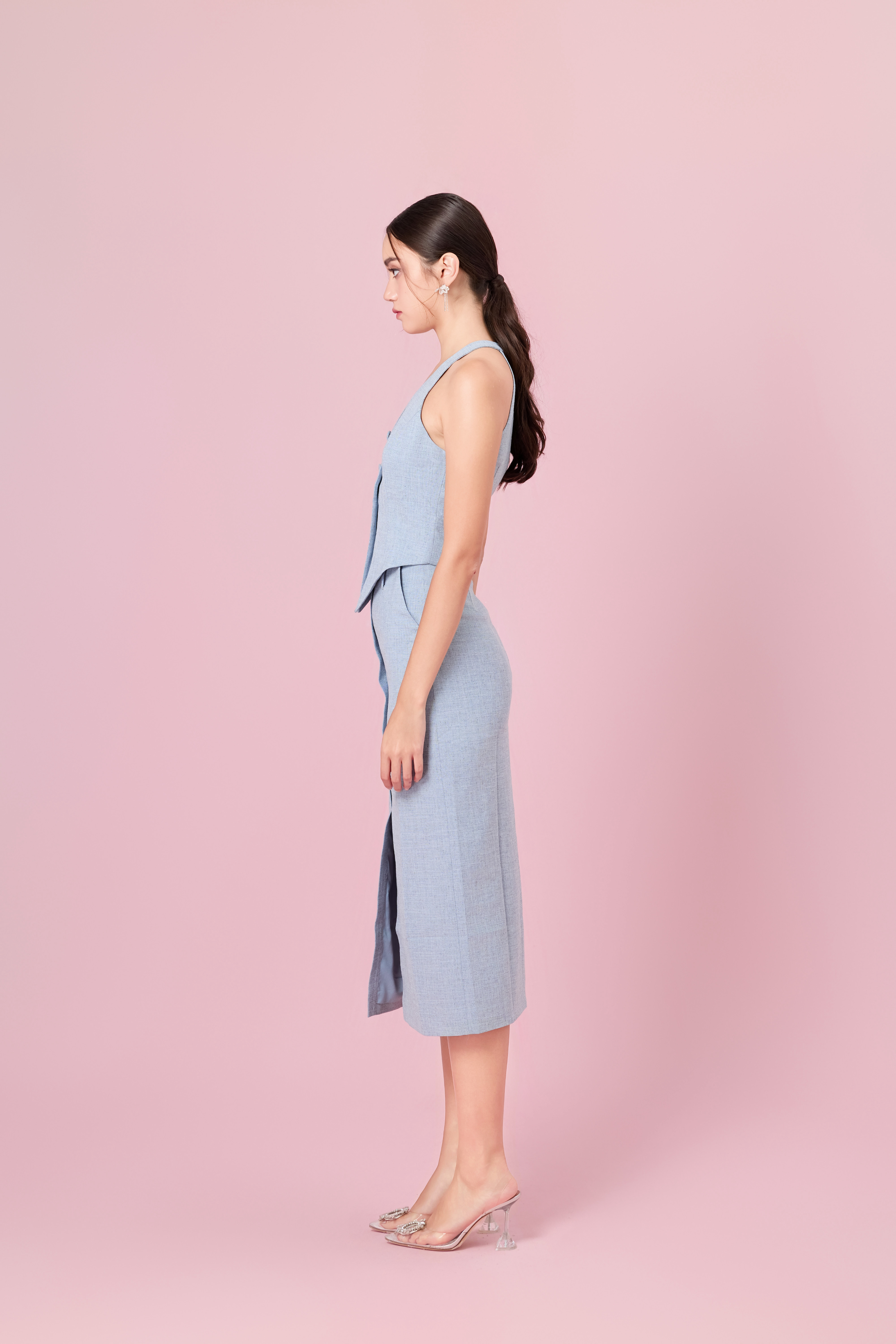 Charyn Light Blue Halter Neck Vest Top