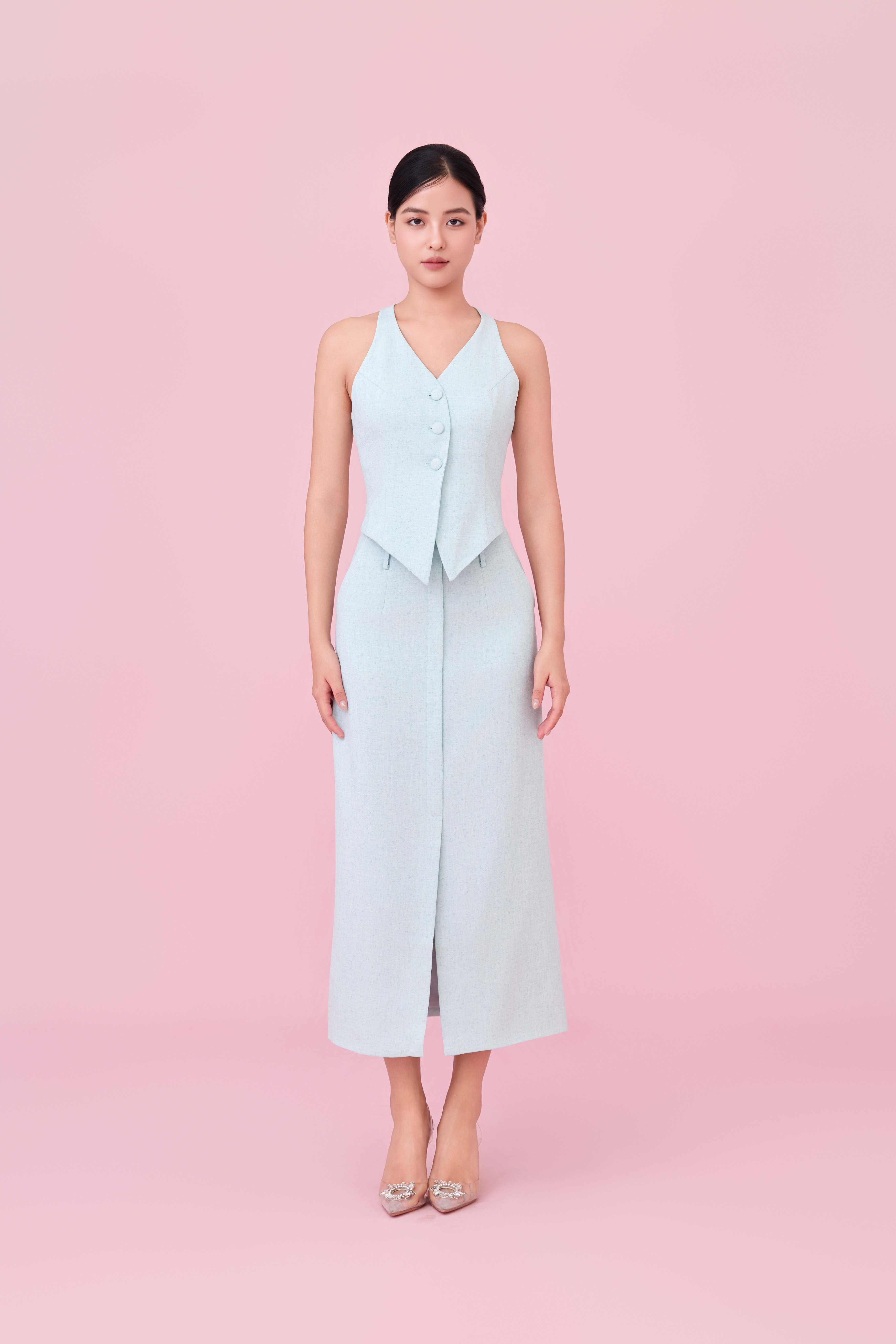 Charyn Light Green Straight Skirt