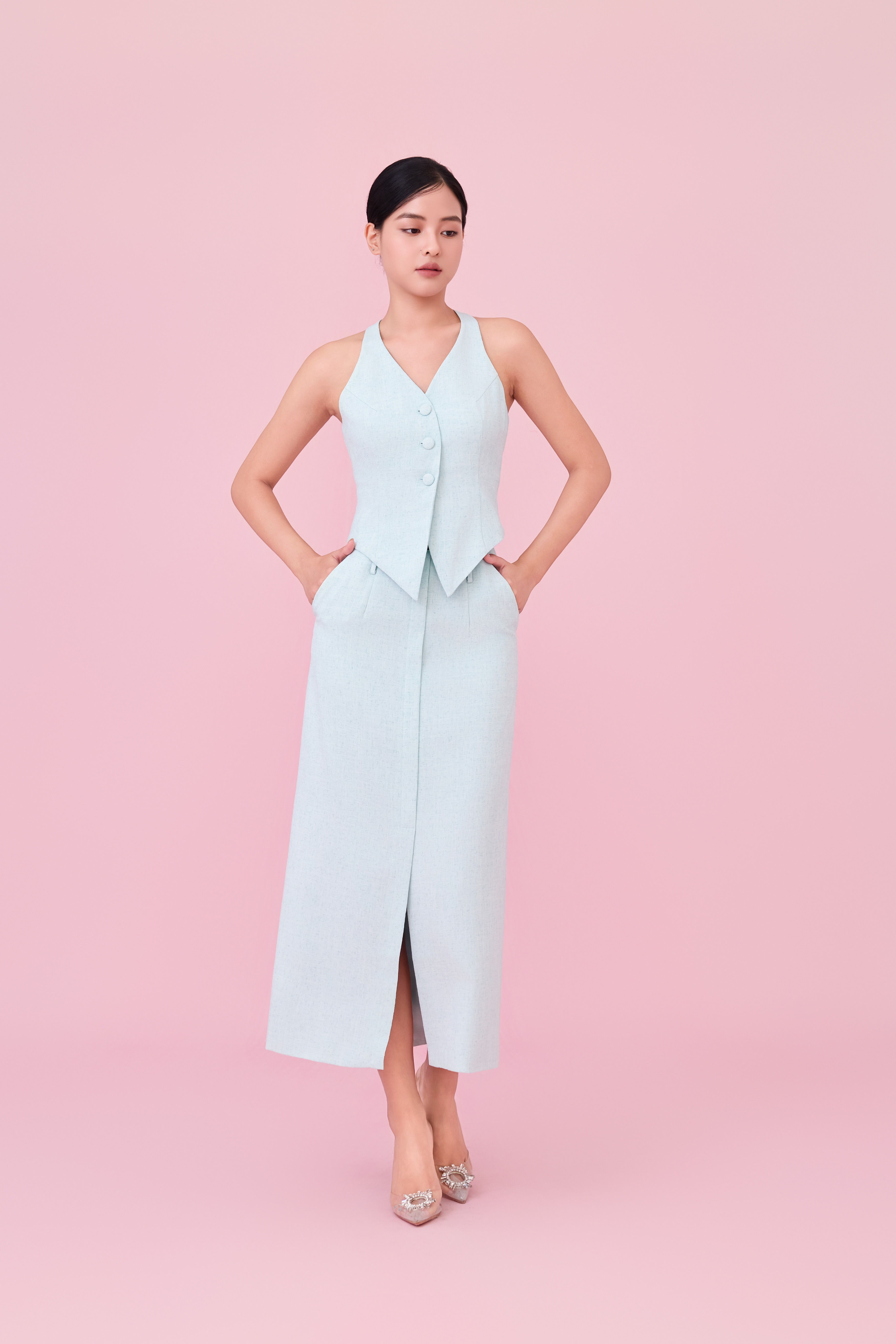 Charyn Light Green Straight Skirt