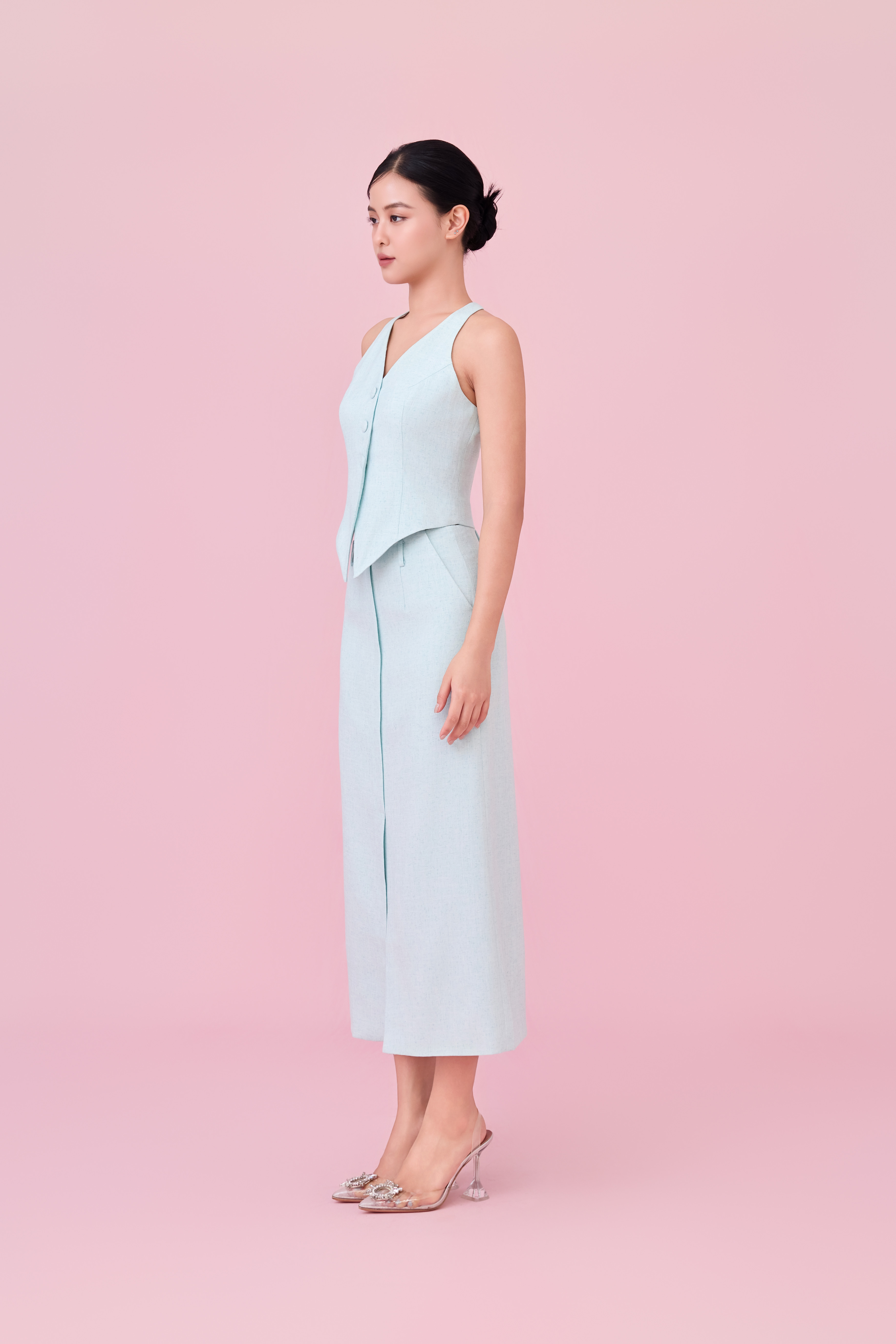 Charyn Light Green Halter Neck Vest Top