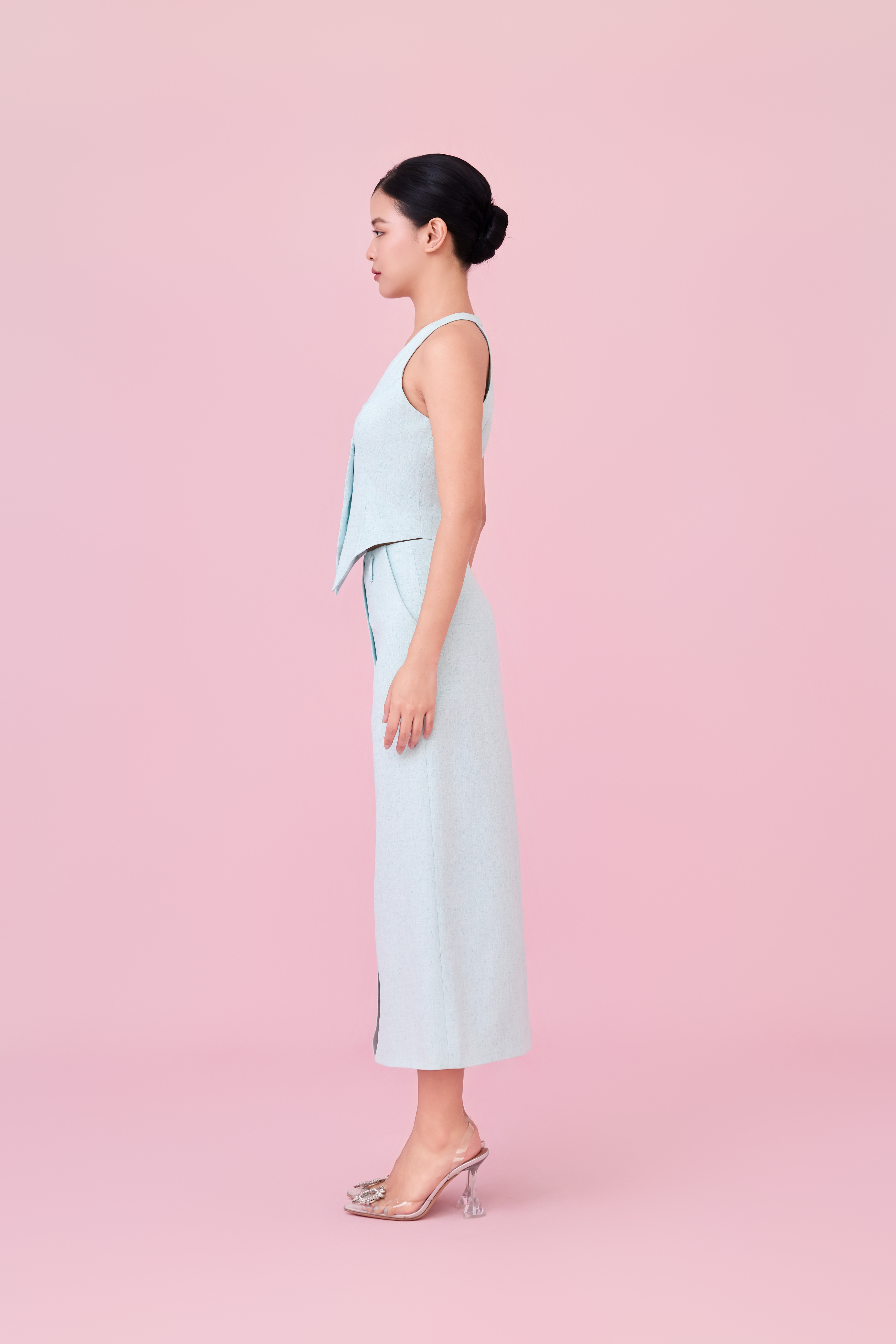 Charyn Light Green Halter Neck Vest Top