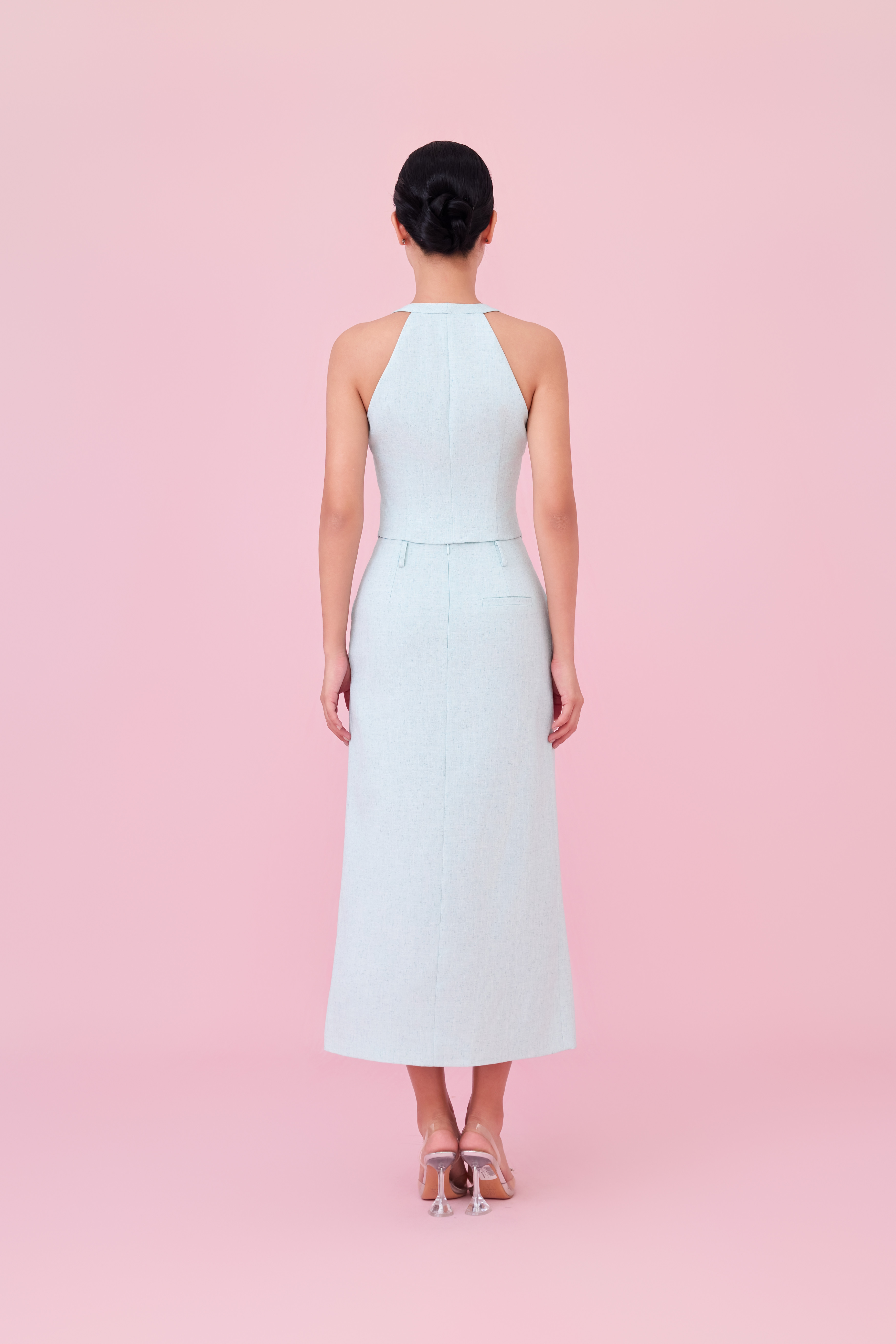 Charyn Light Green Halter Neck Vest Top