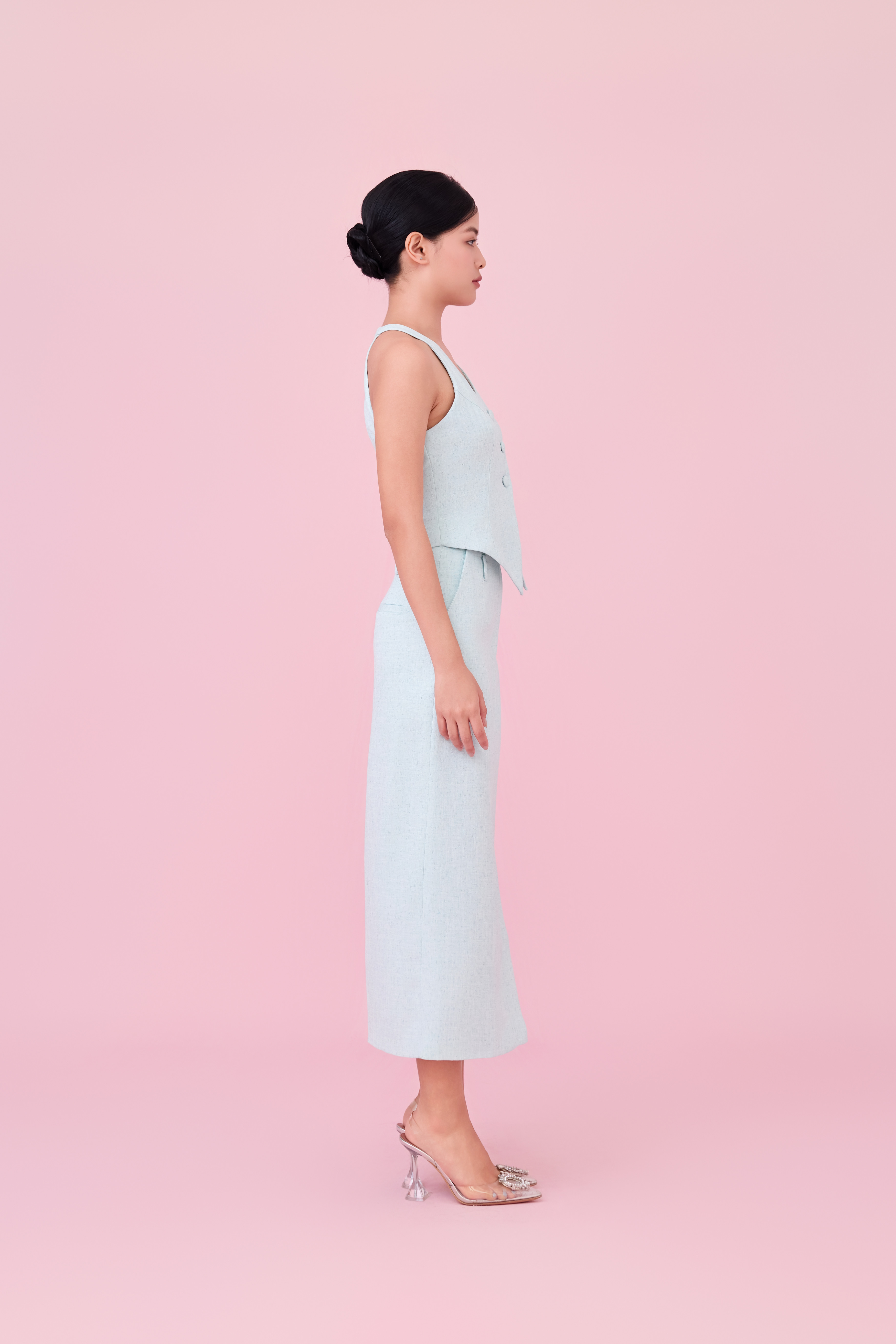 Charyn Light Green Halter Neck Vest Top