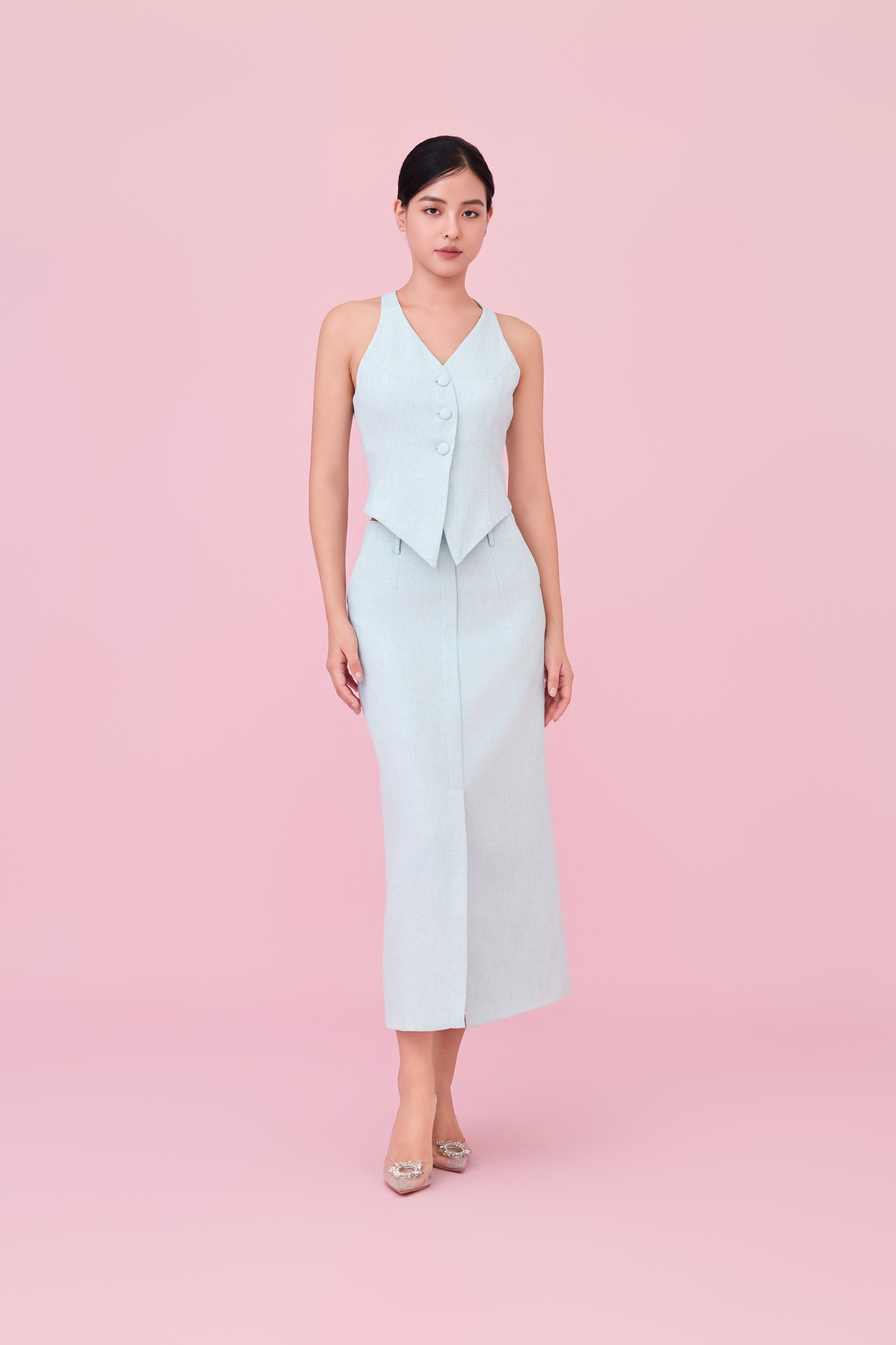 Charyn Light Green Straight Skirt