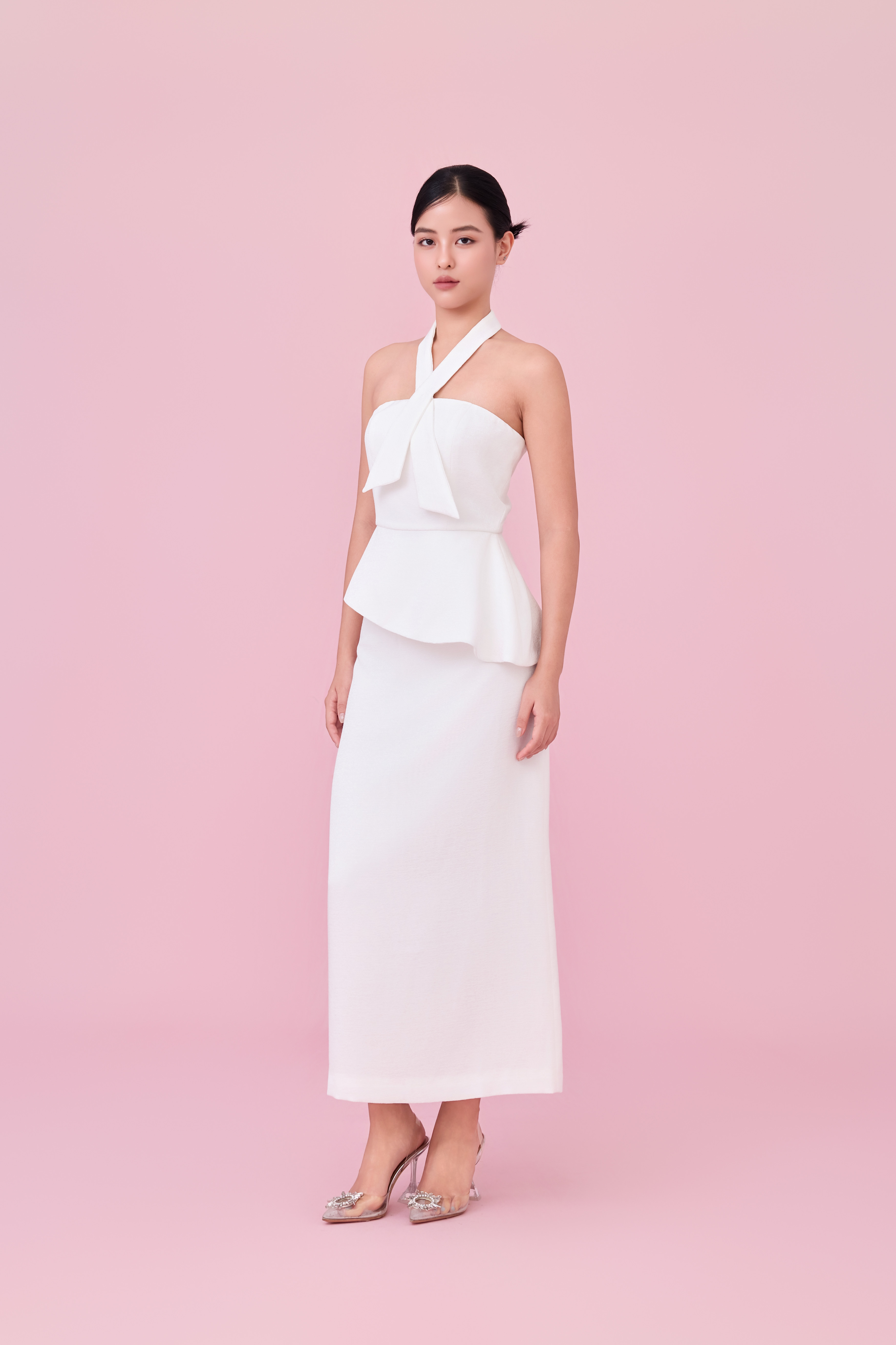 Charee White Halter-Neck Tube Top