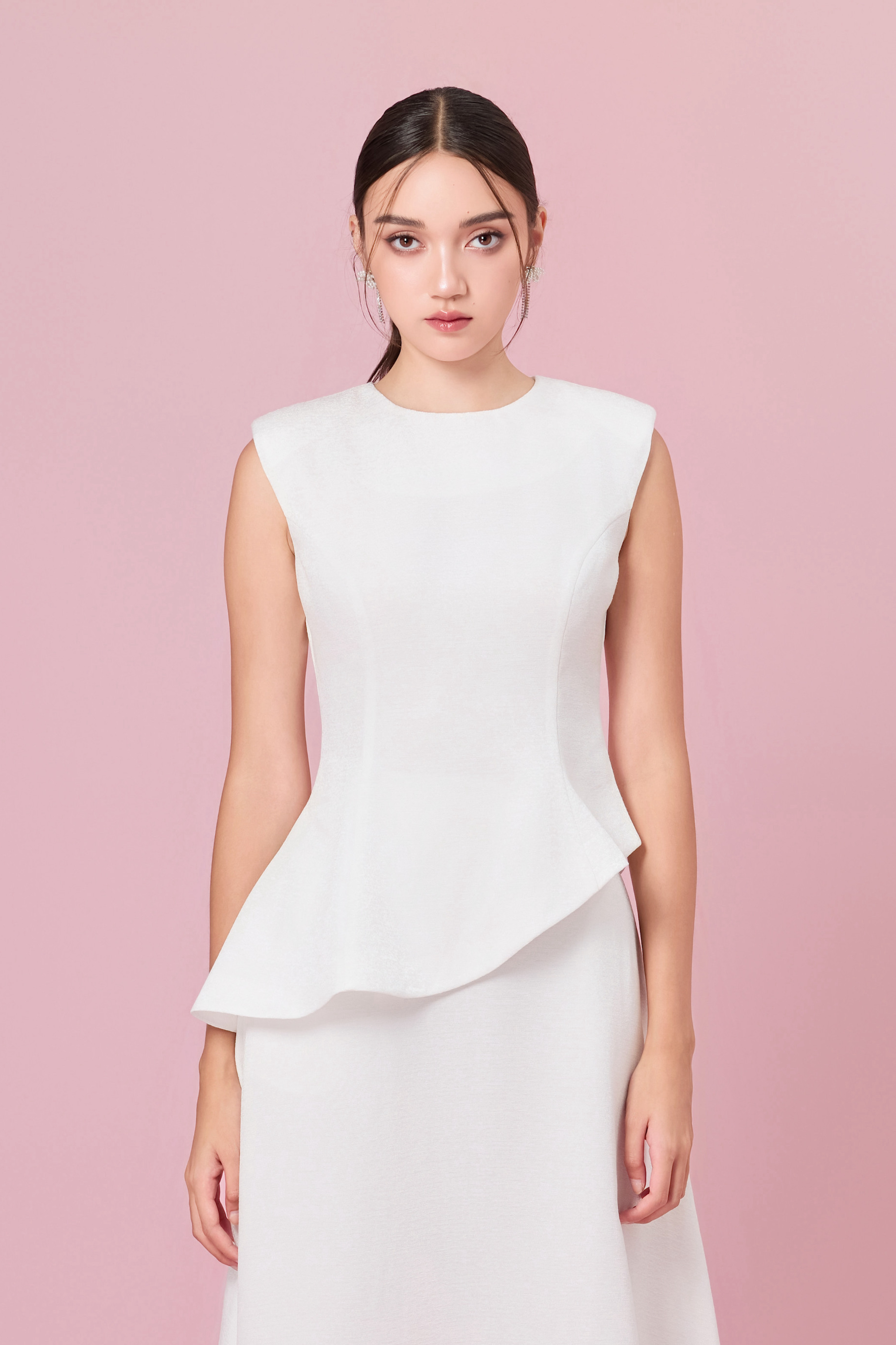 Cheralyn White Peplum Top