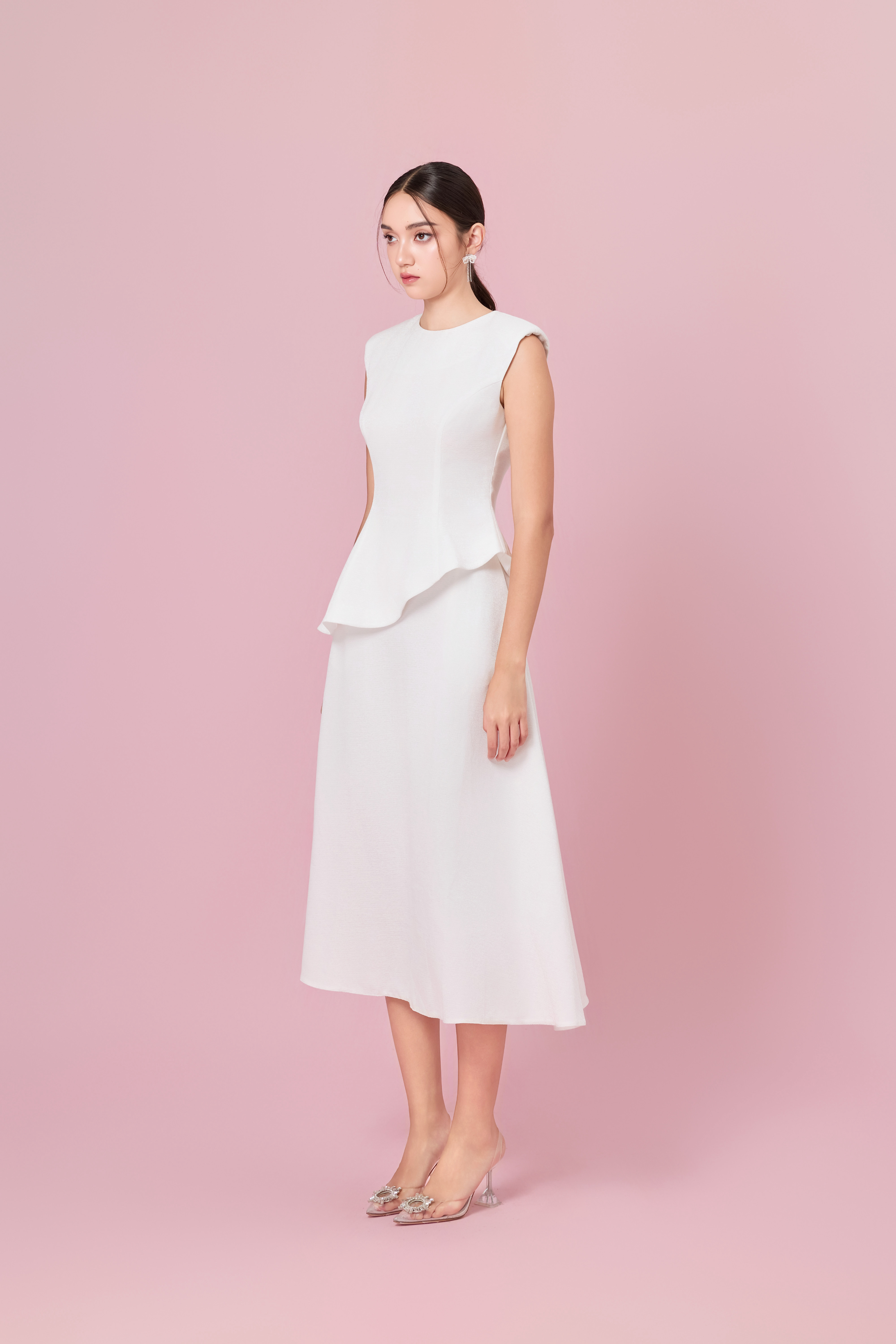 Cheralyn White Peplum Top