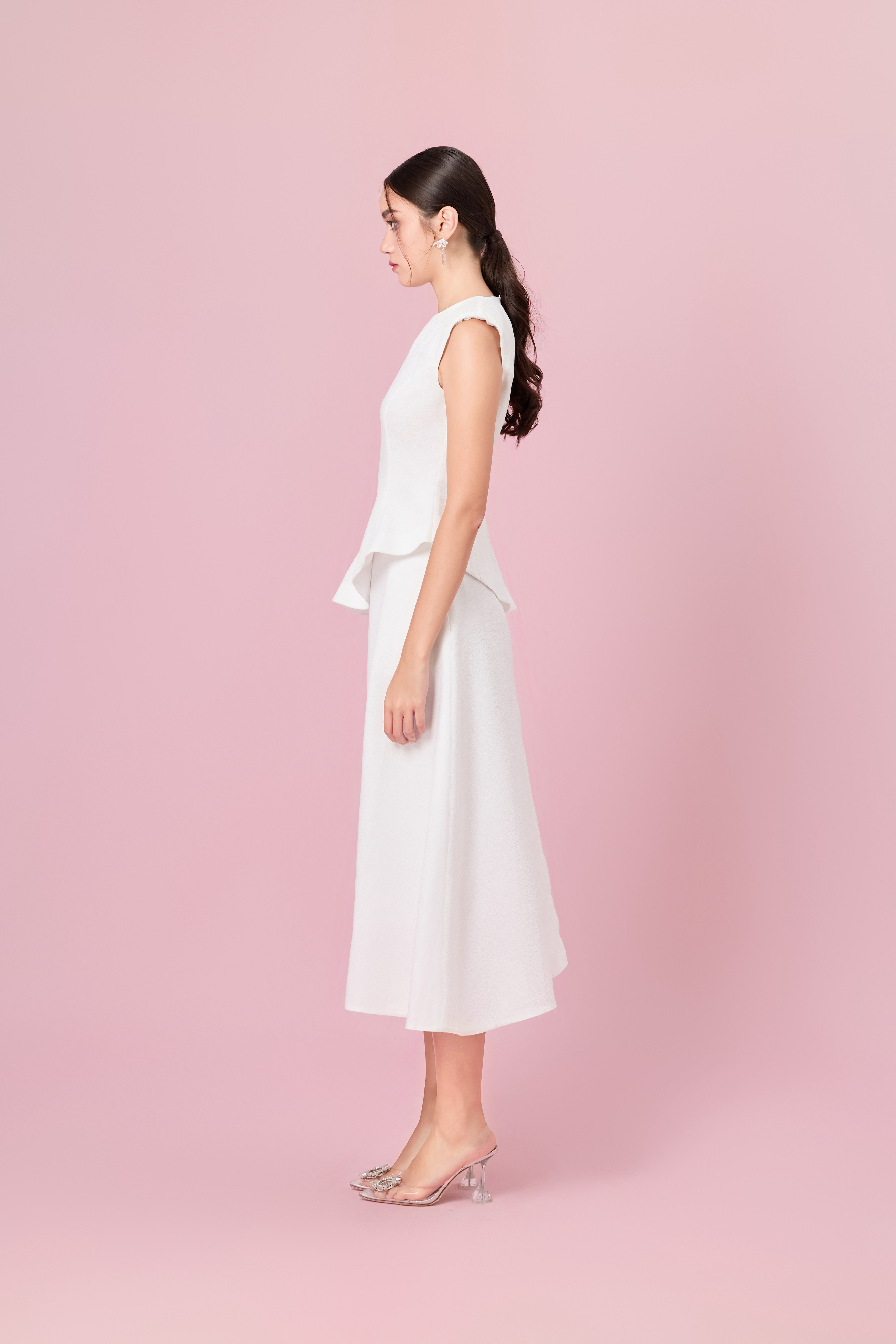 Cheralyn White Peplum Top